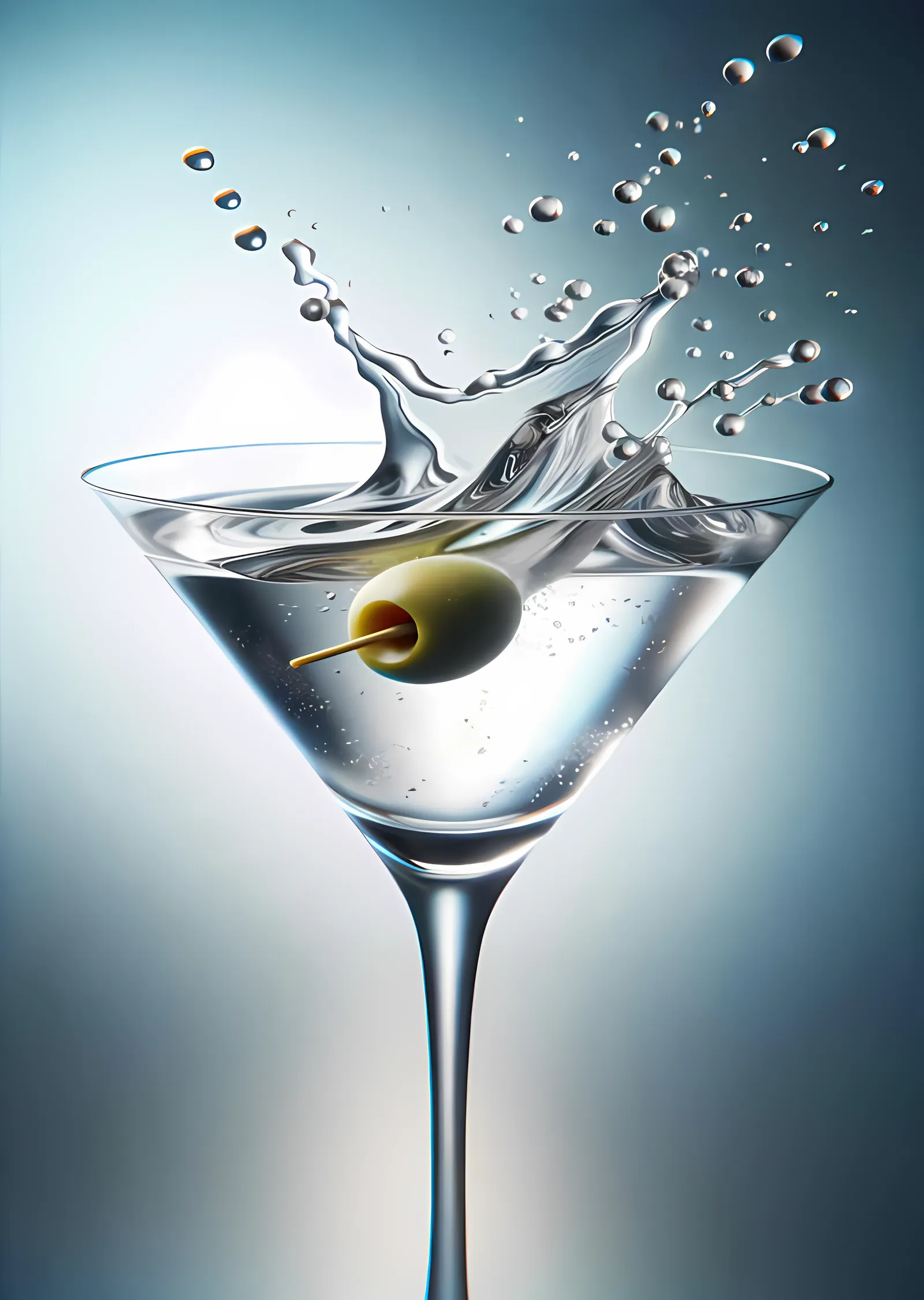 Zeytinli Martini - Kristal Sıçrama Anı metal tablo