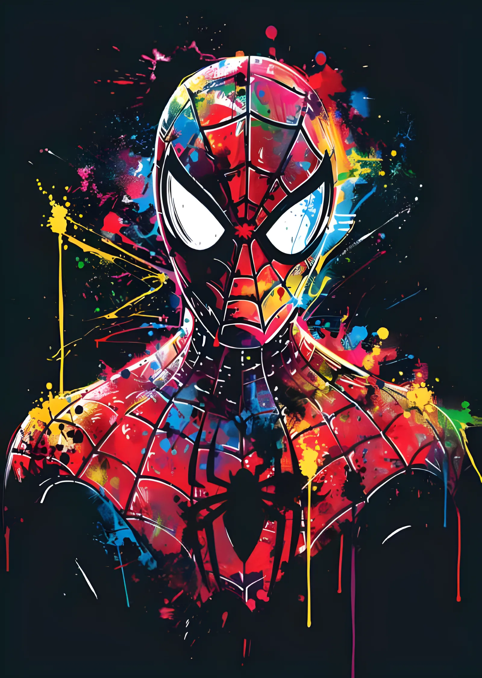 Spider-Man - Sıçrama Boya Maske Portresi metal tablo