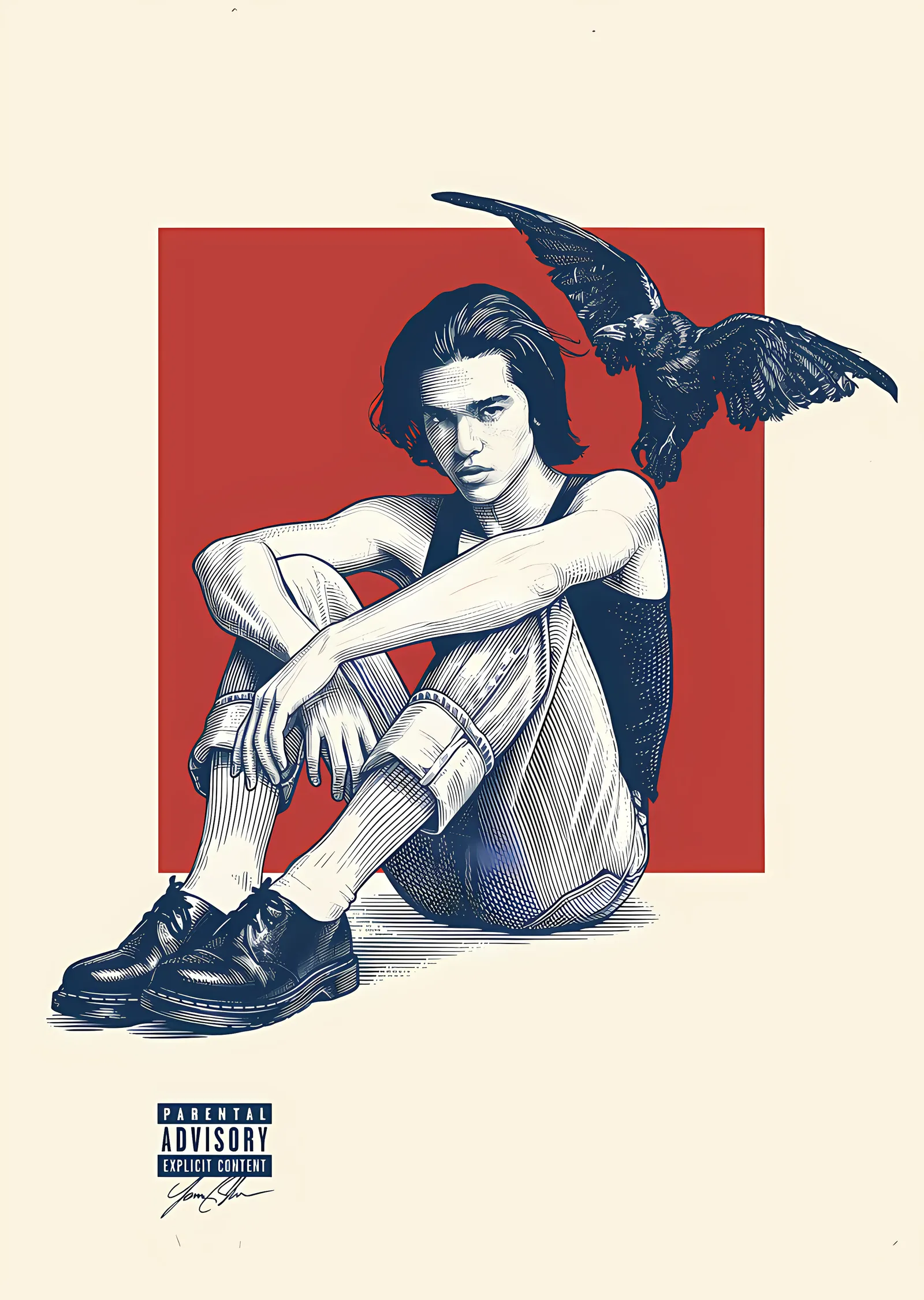 Conan Gray: Kargayla Kırmızı Kare metal tablo