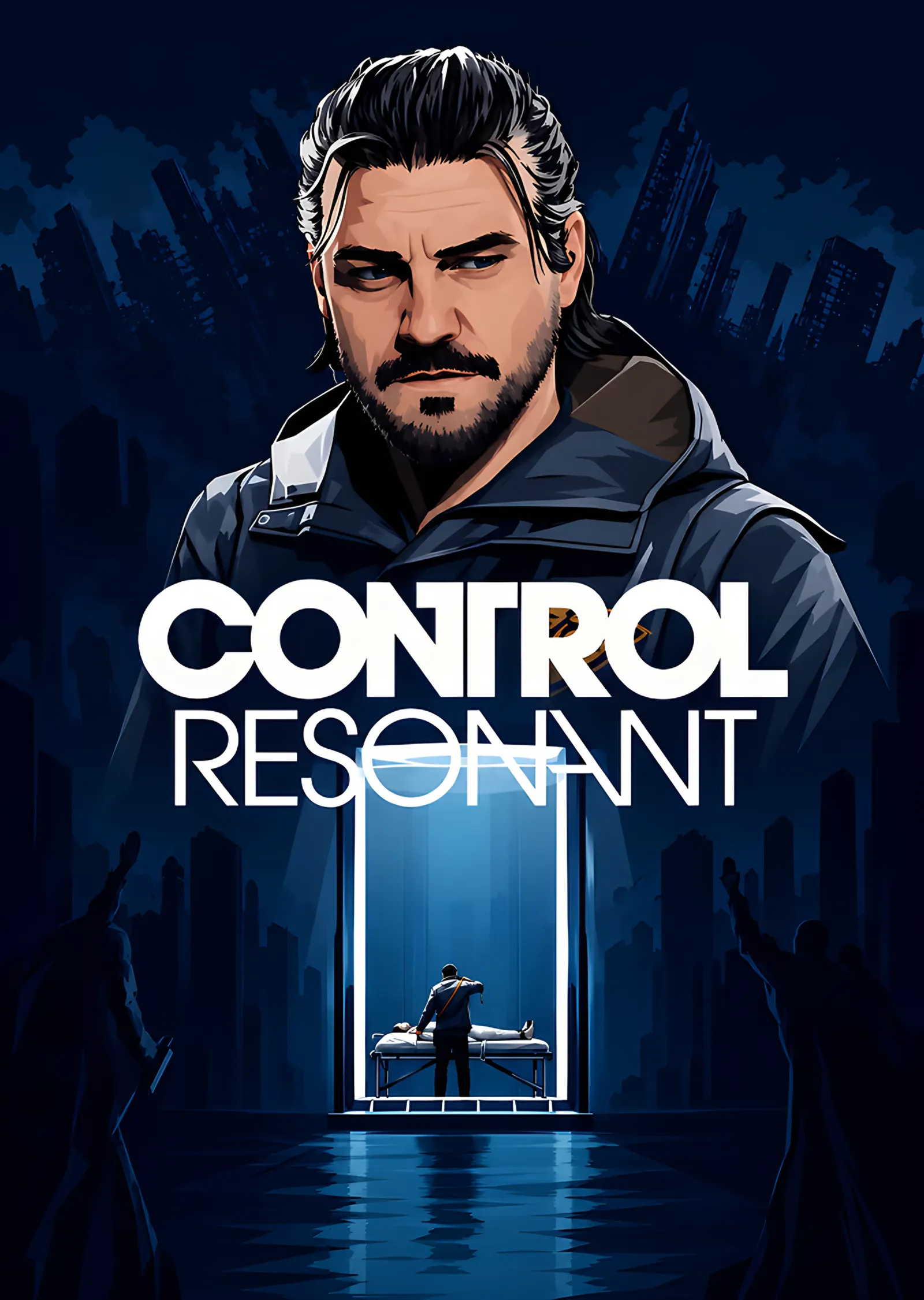 Control Resonant: Şehir Önünde Sakallı Portre metal tablo