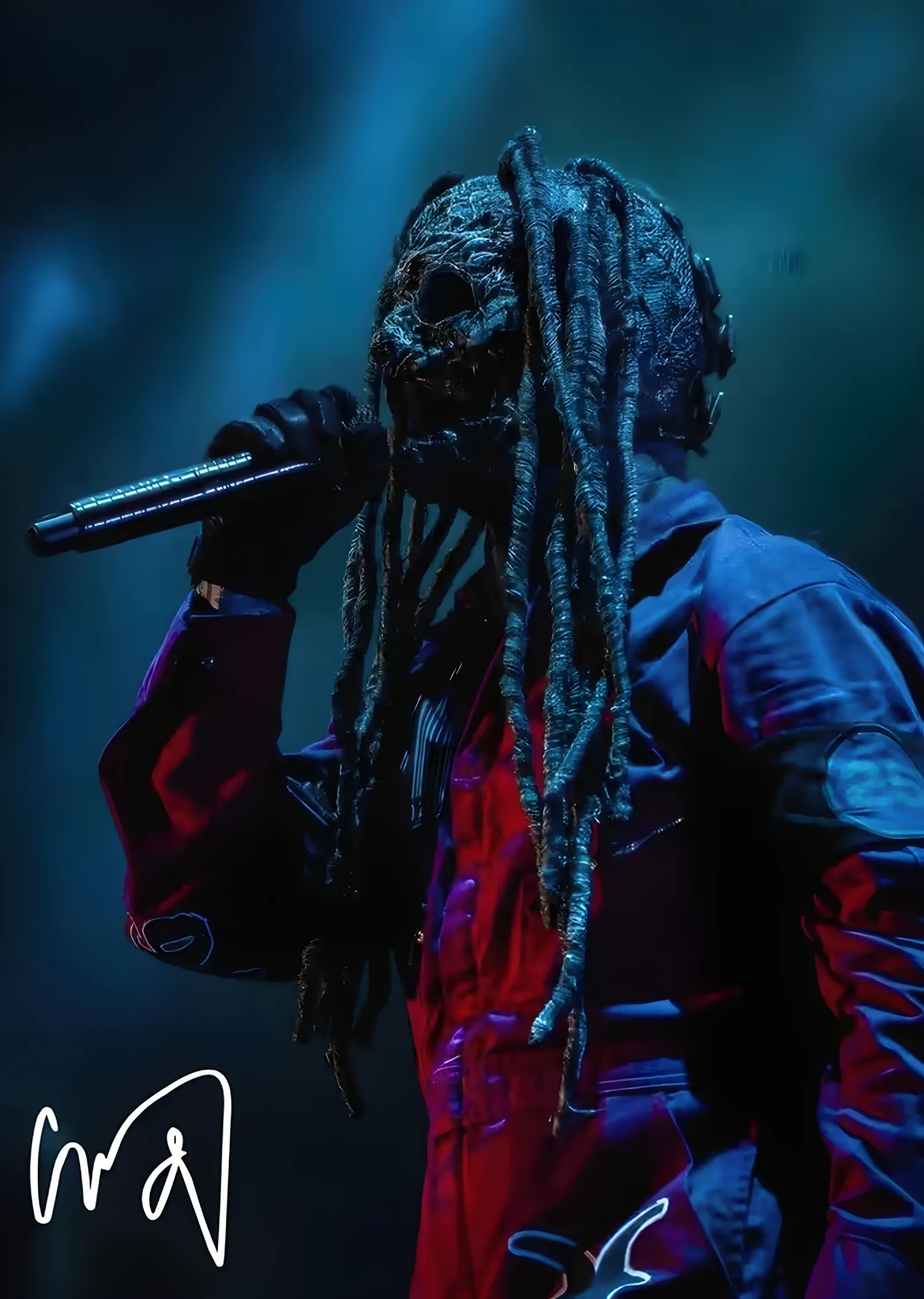 Corey Taylor: Mikrofonlu Dreadlockli Vokalist metal tablo