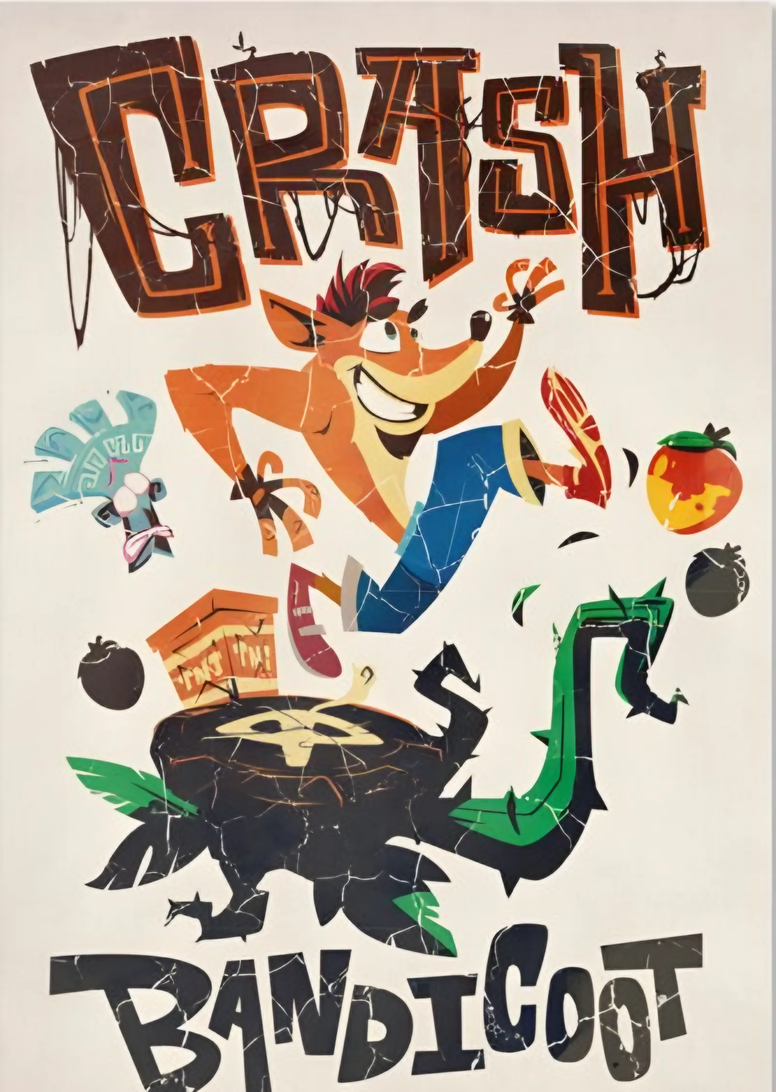 Crash Bandicoot: Vintage Afiş metal tablo