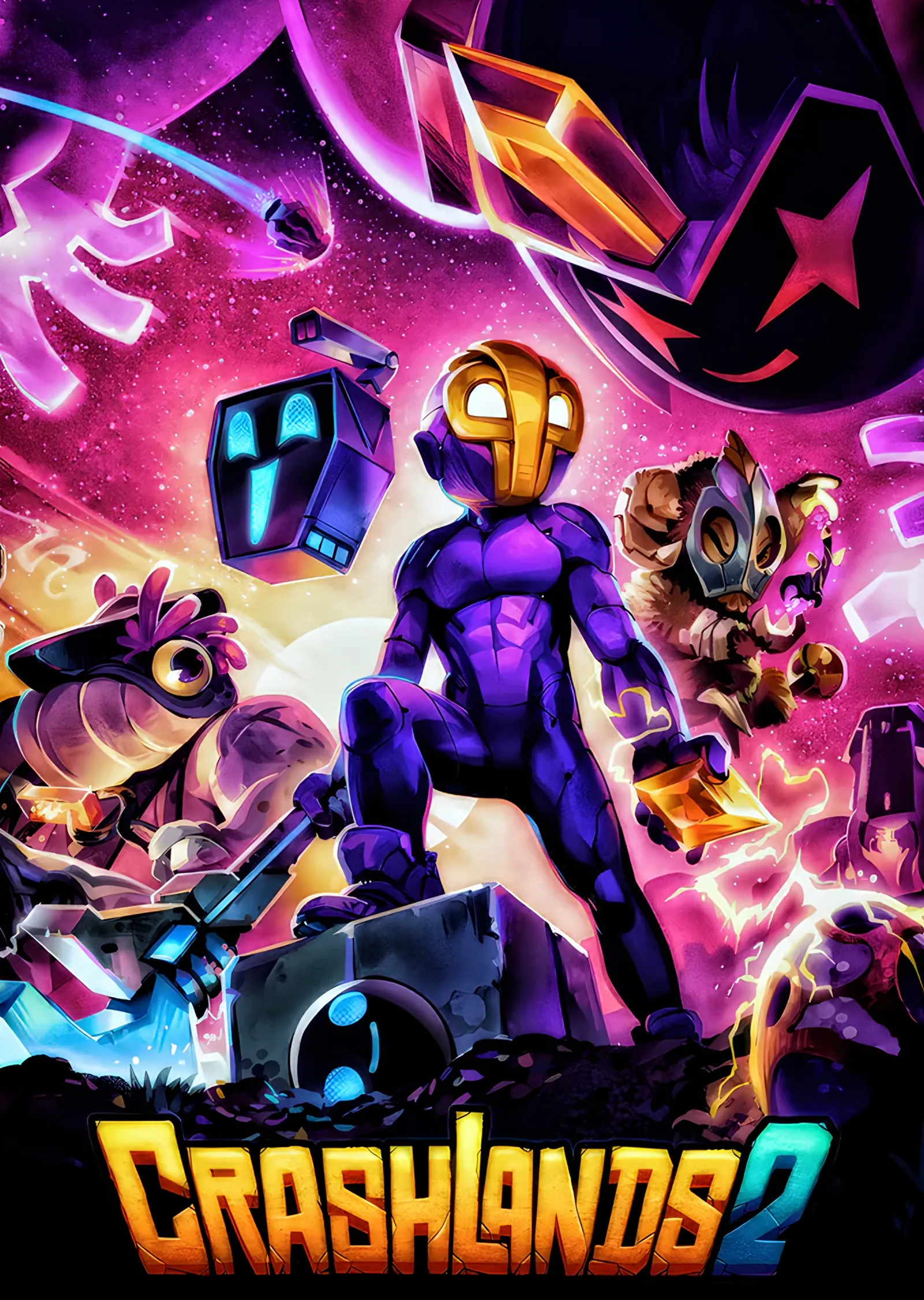 Crashlands 2: Neon Zeminde Mor Kahraman metal tablo