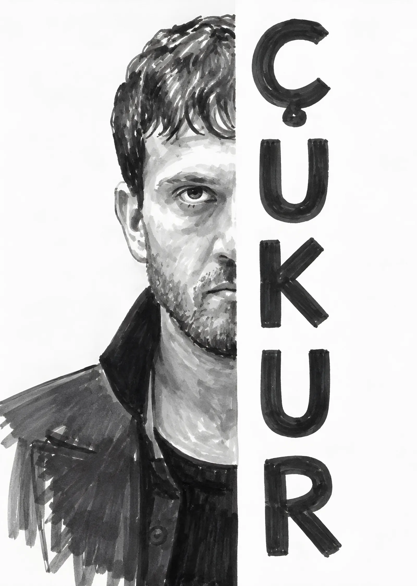 Çukur: Yamaç Karakalem Çalışması metal tablo
