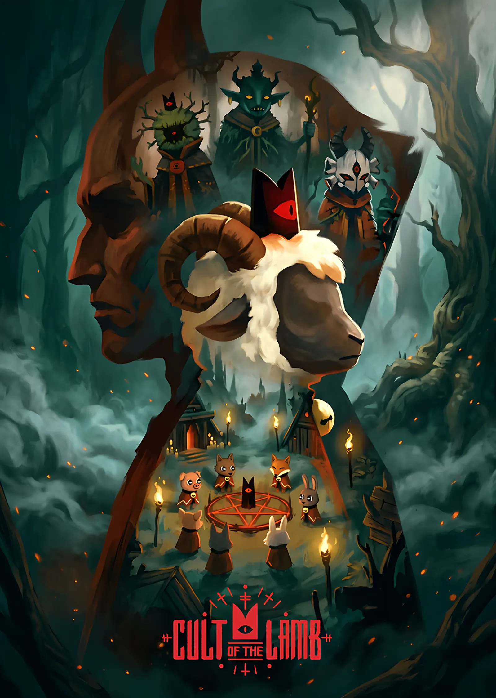 Cult of the Lamb: Kuzu Tarikatının Ayini metal tablo