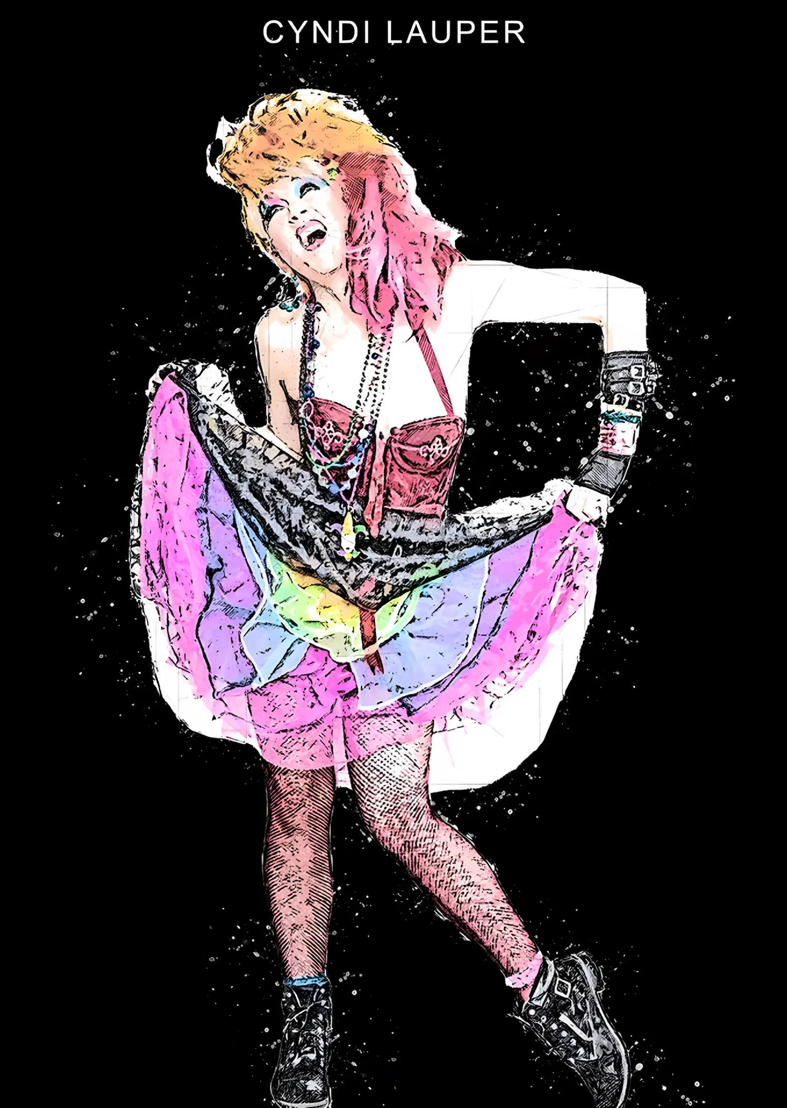 Cyndi Lauper - Renkli Etek Dansı metal tablo