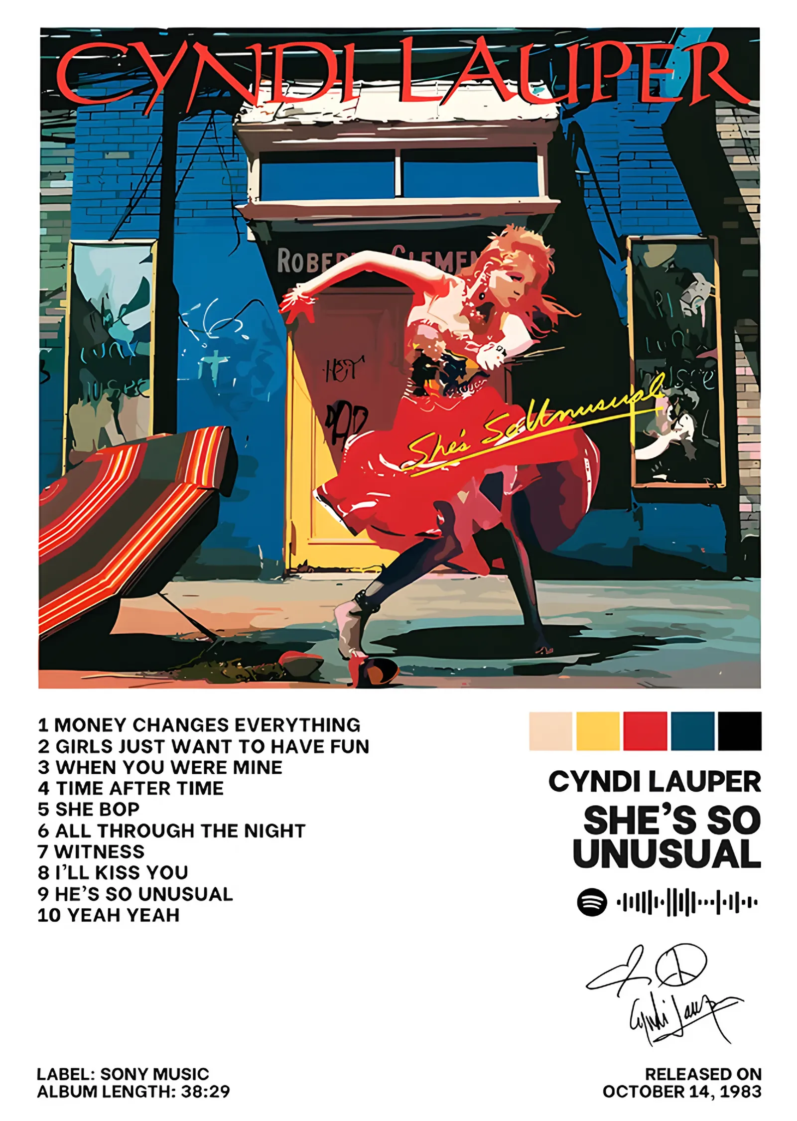 Cyndi Lauper - She's So Unusual metal tablo