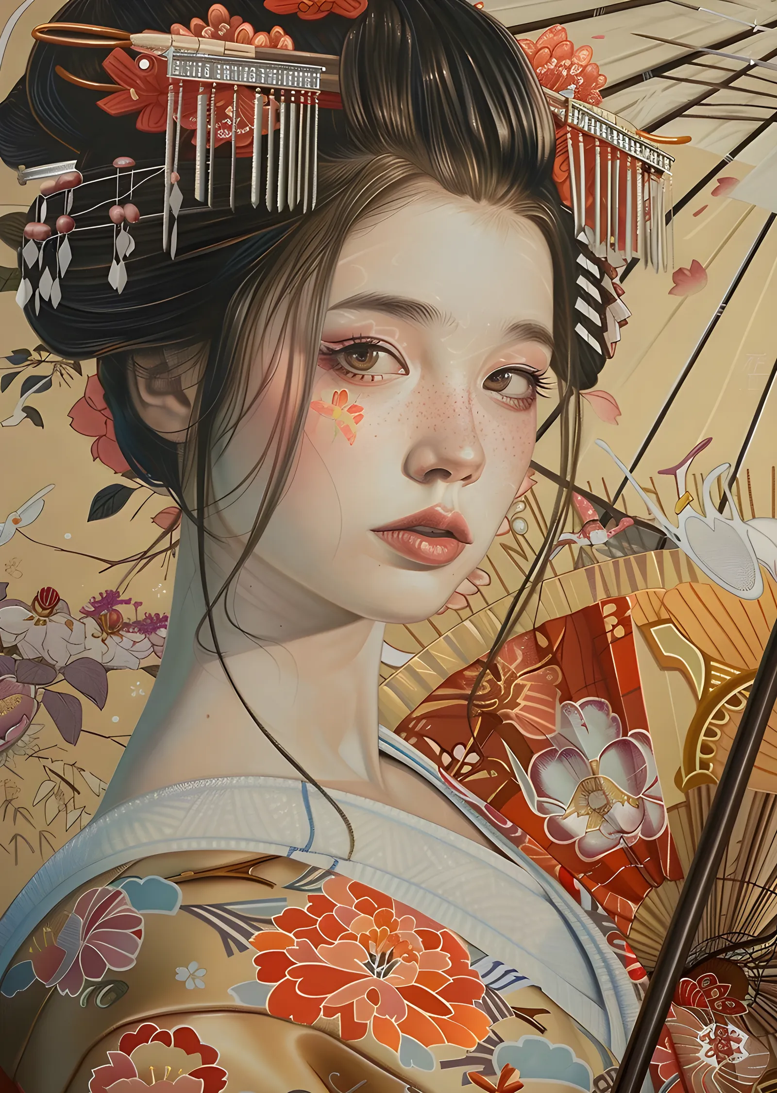 Kimono Portre metal tablo