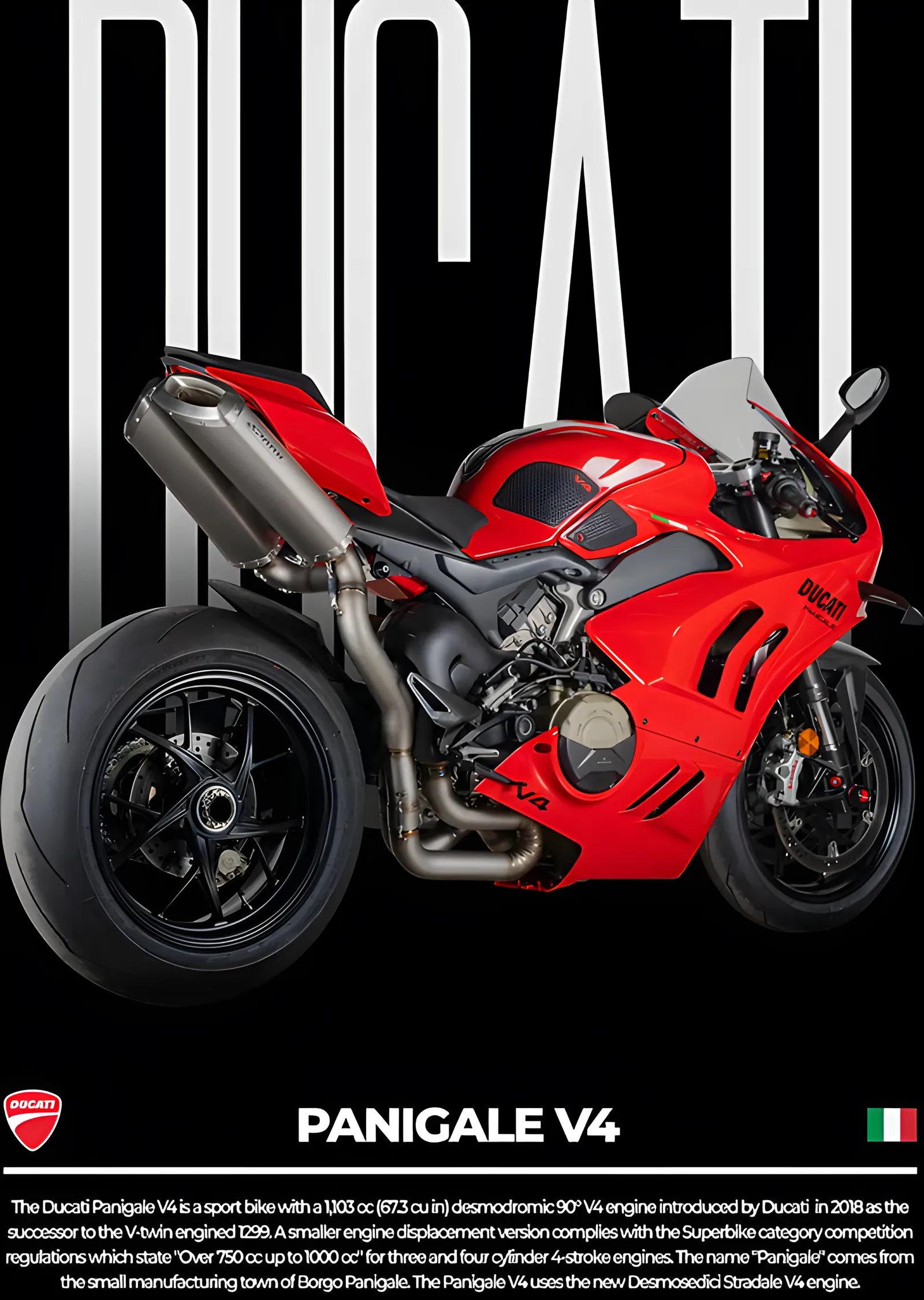 Ducati Panigale V4 - Kırmızı Gövde metal tablo