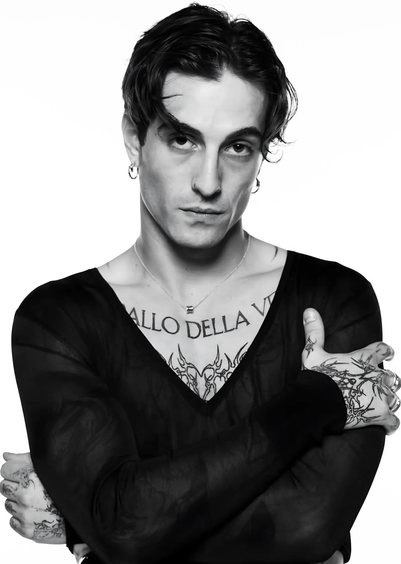 Damiano David: Dövmeli Portre metal tablo