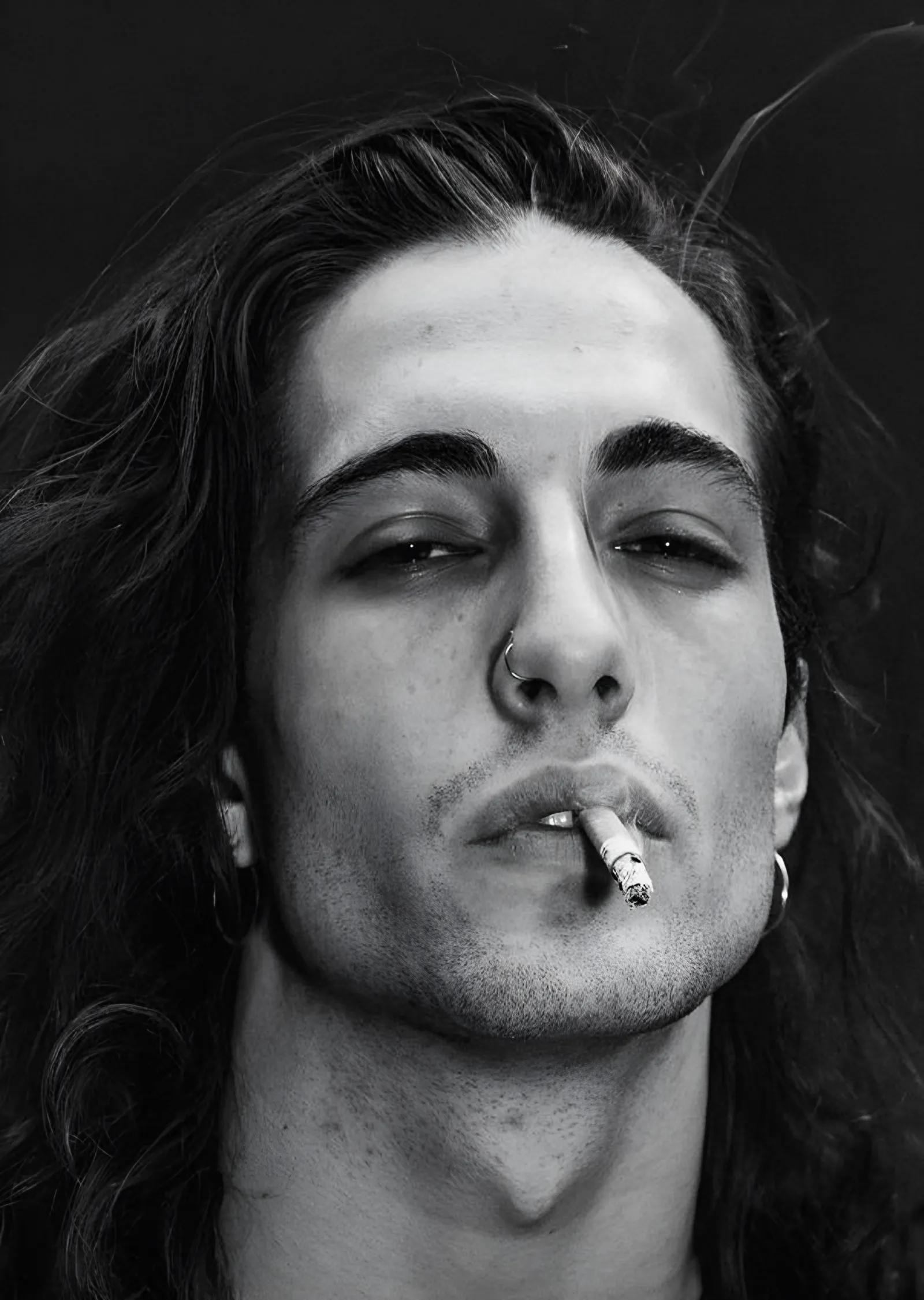 Damiano David: Siyah Beyaz Yakın Kare metal tablo