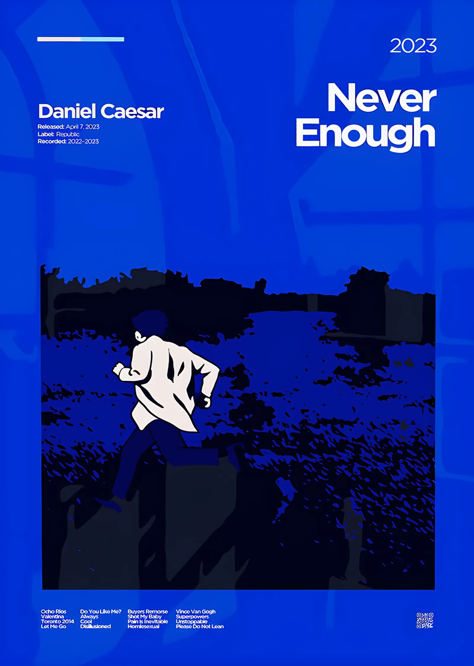 Daniel Caesar - Never Enough Mavi Kapak metal tablo