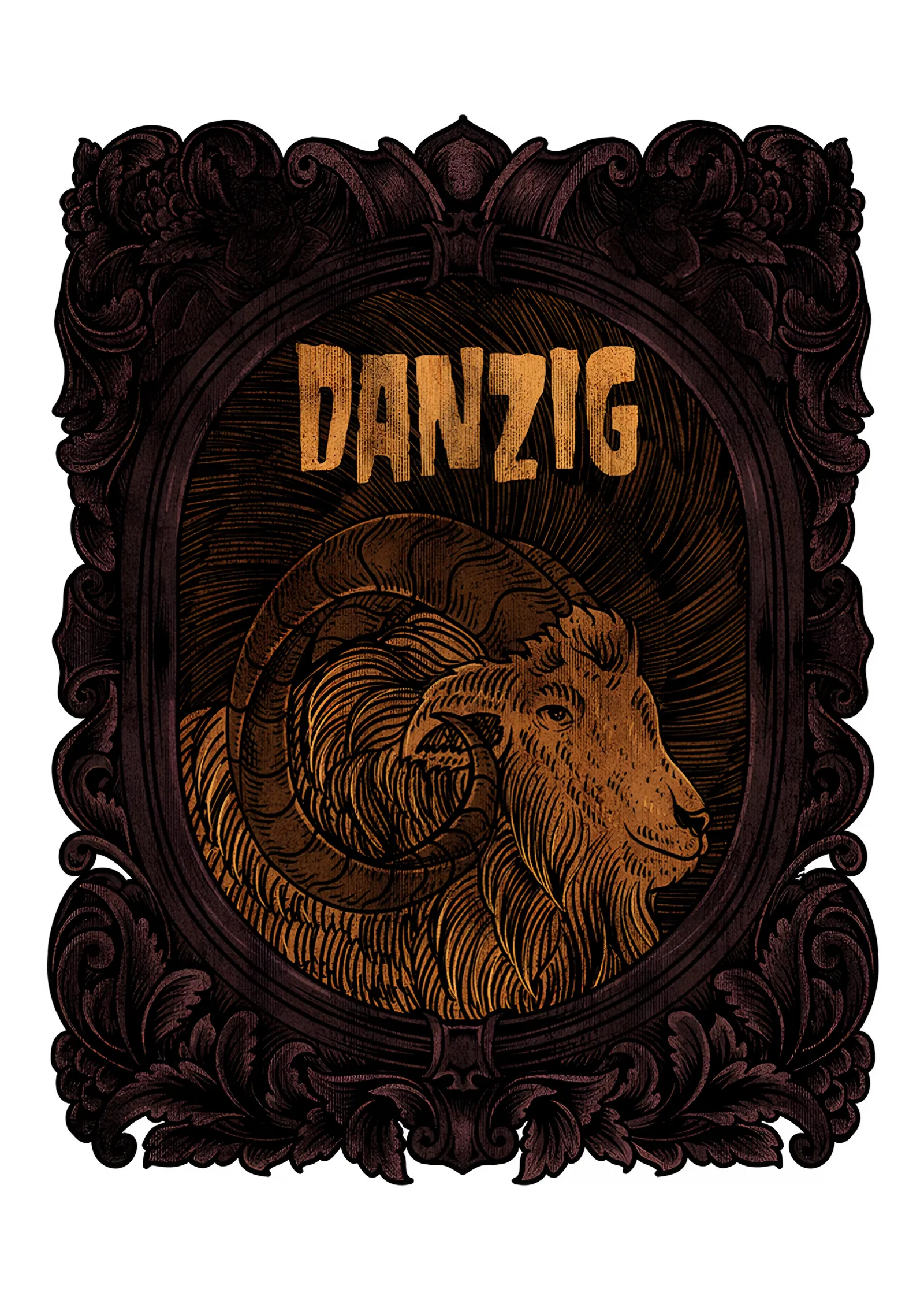 Danzig: Barok Çerçevede Altın Koç metal tablo