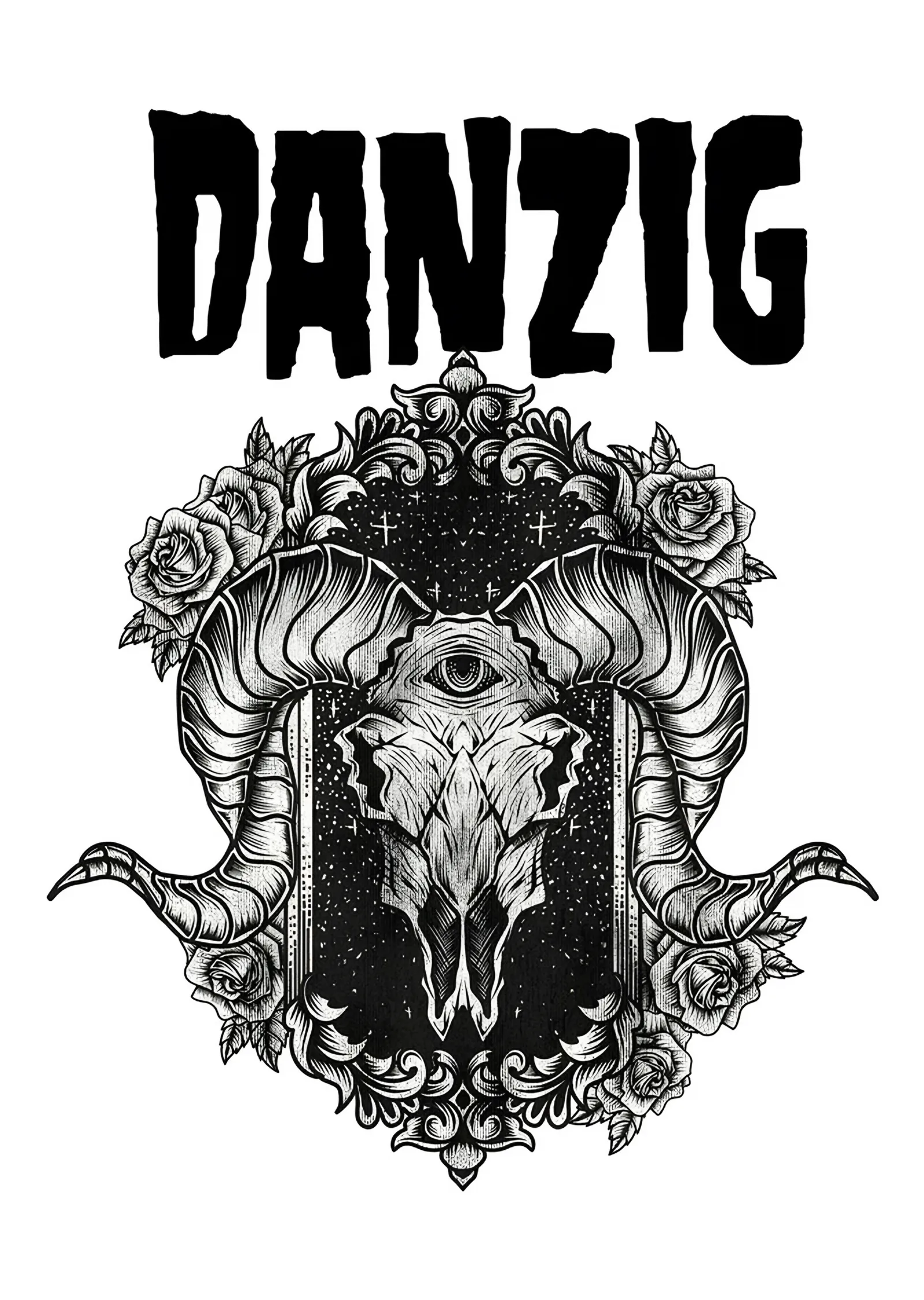 Danzig: Barok Çerçevede Koç Kafatası metal tablo