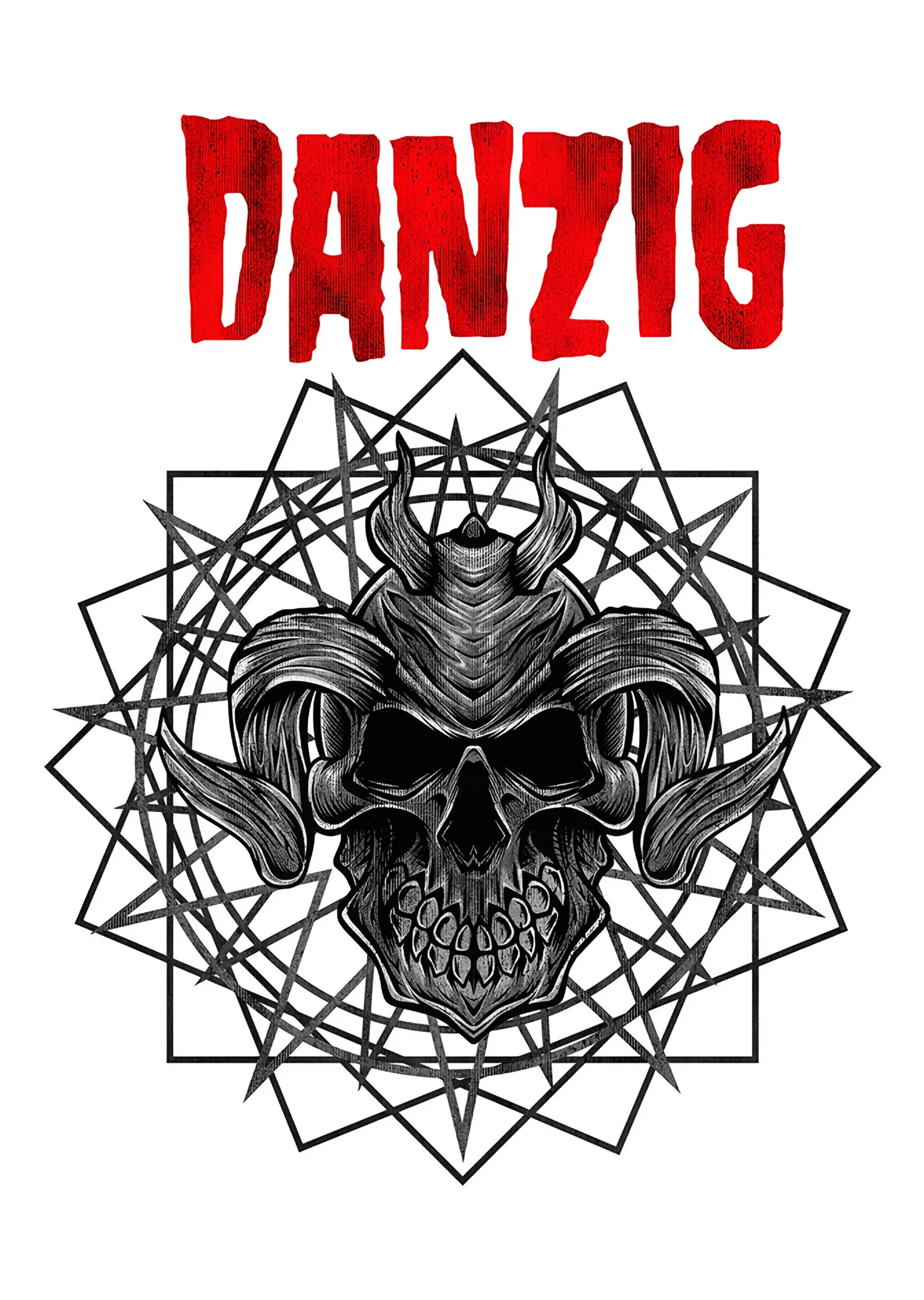 Danzig: Geometrik Ağda Boynuzlu Kafatası metal tablo