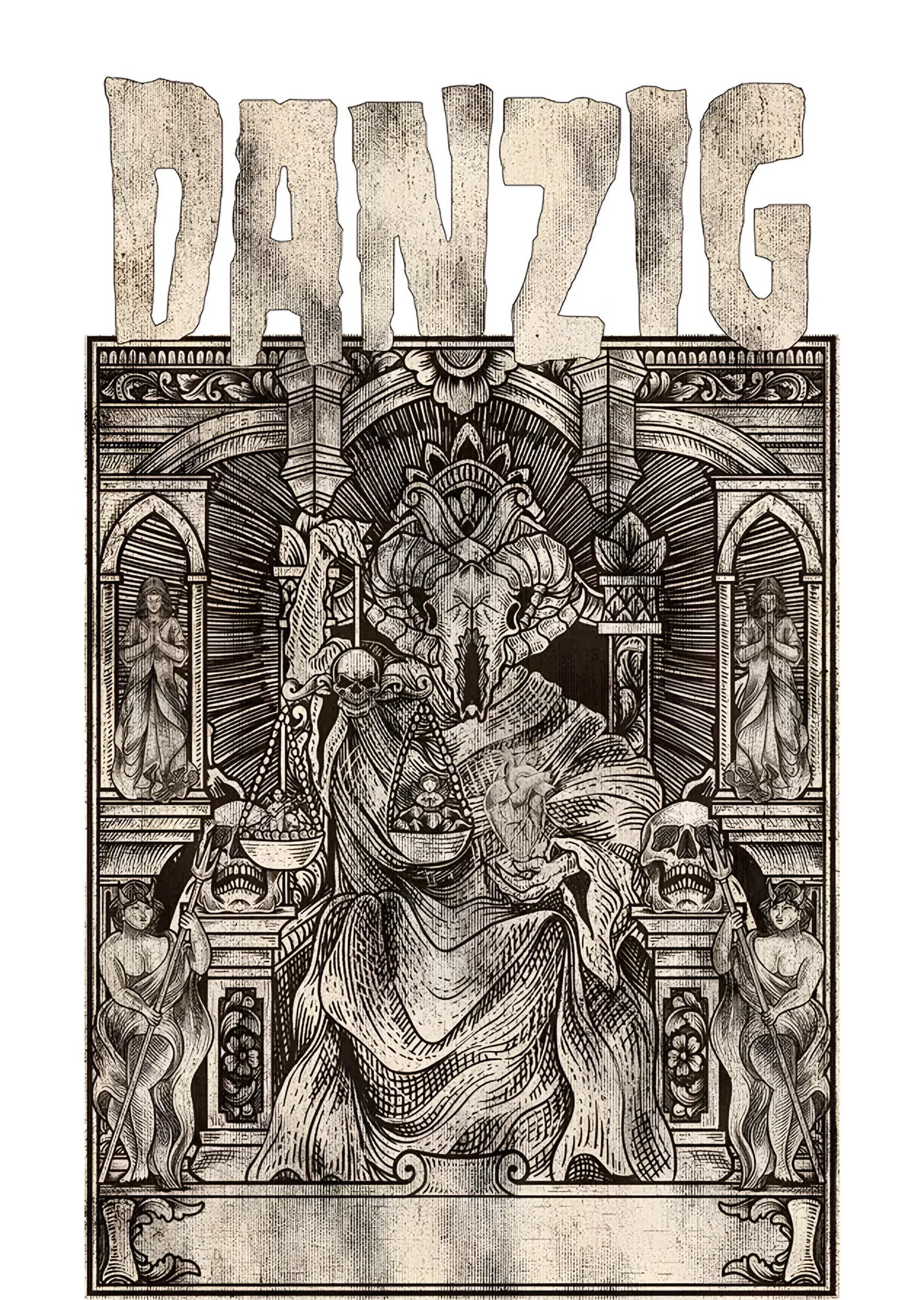 Danzig: Gravür Tahtta Boynuzlu Figür metal tablo