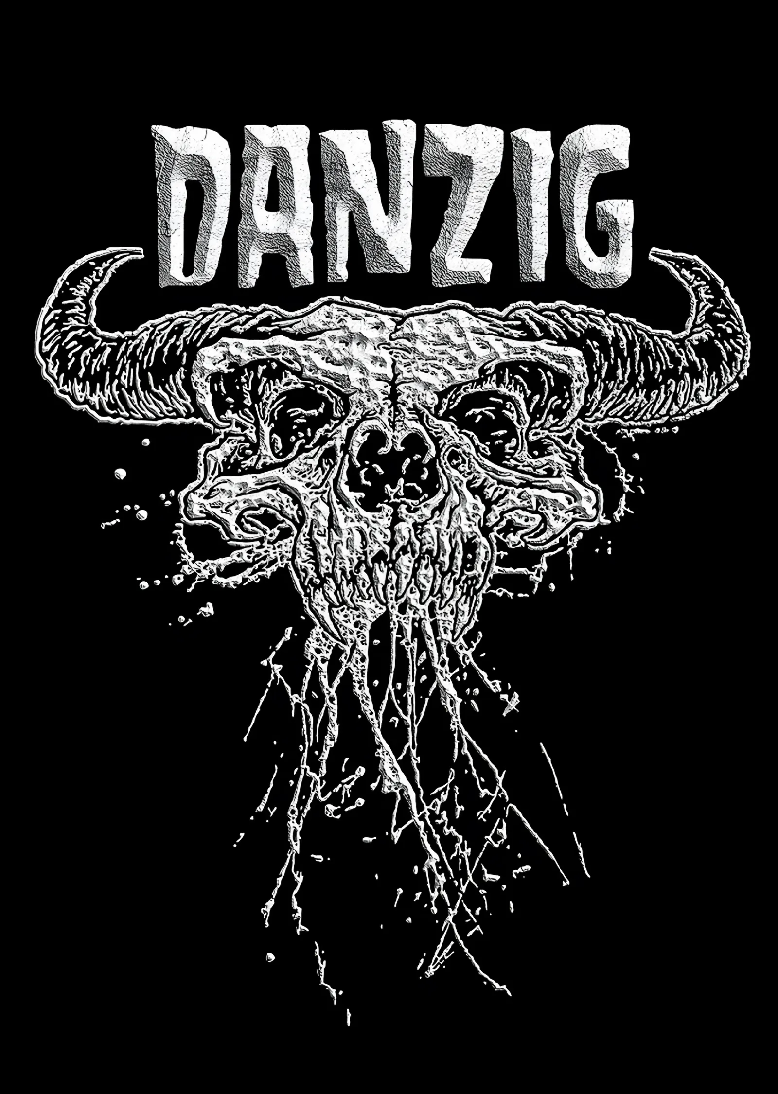 Danzig: Kök Salan Boynuzlu Kafatası metal tablo