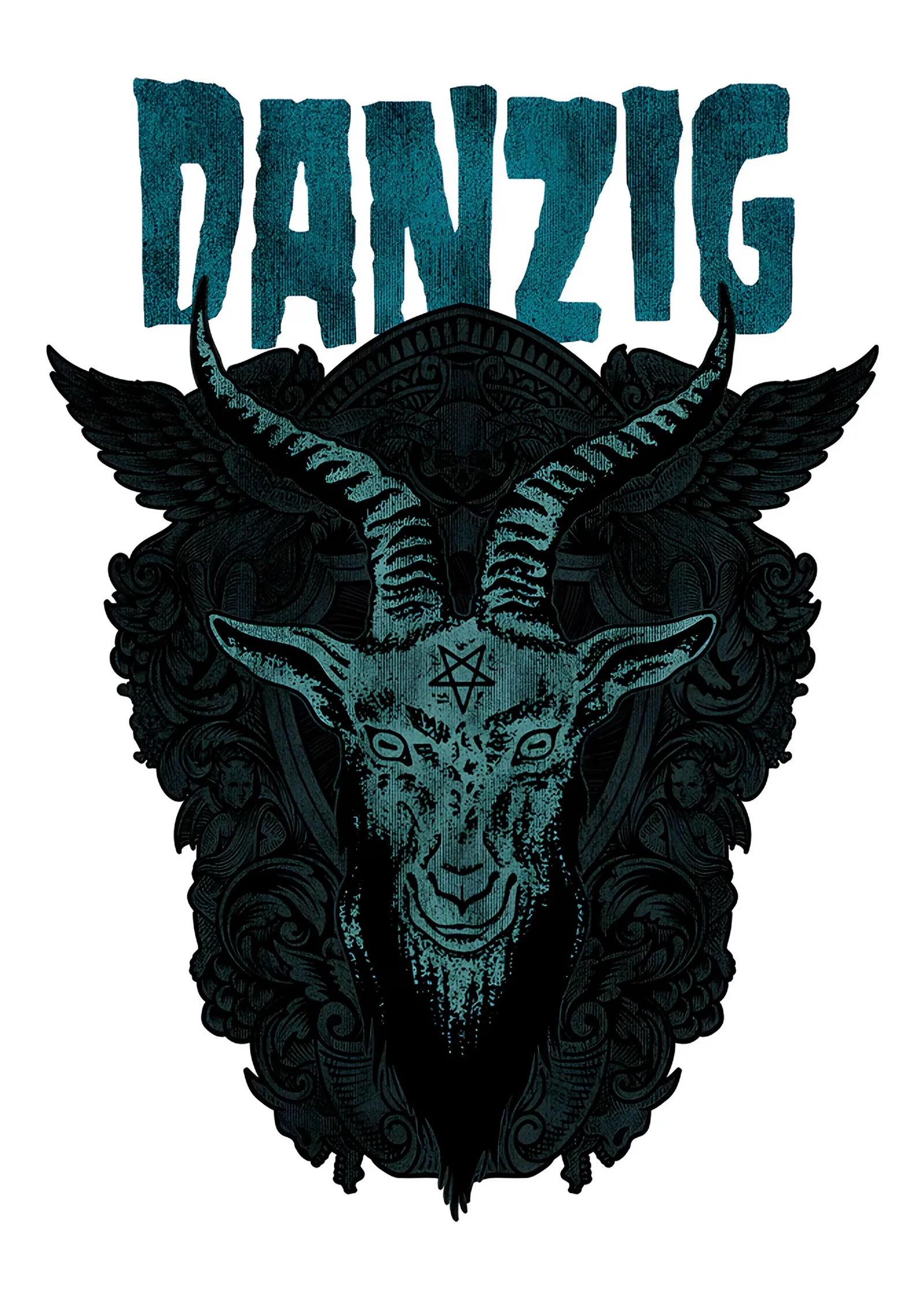 Danzig: Petrol Yeşili Keçi Kafası metal tablo