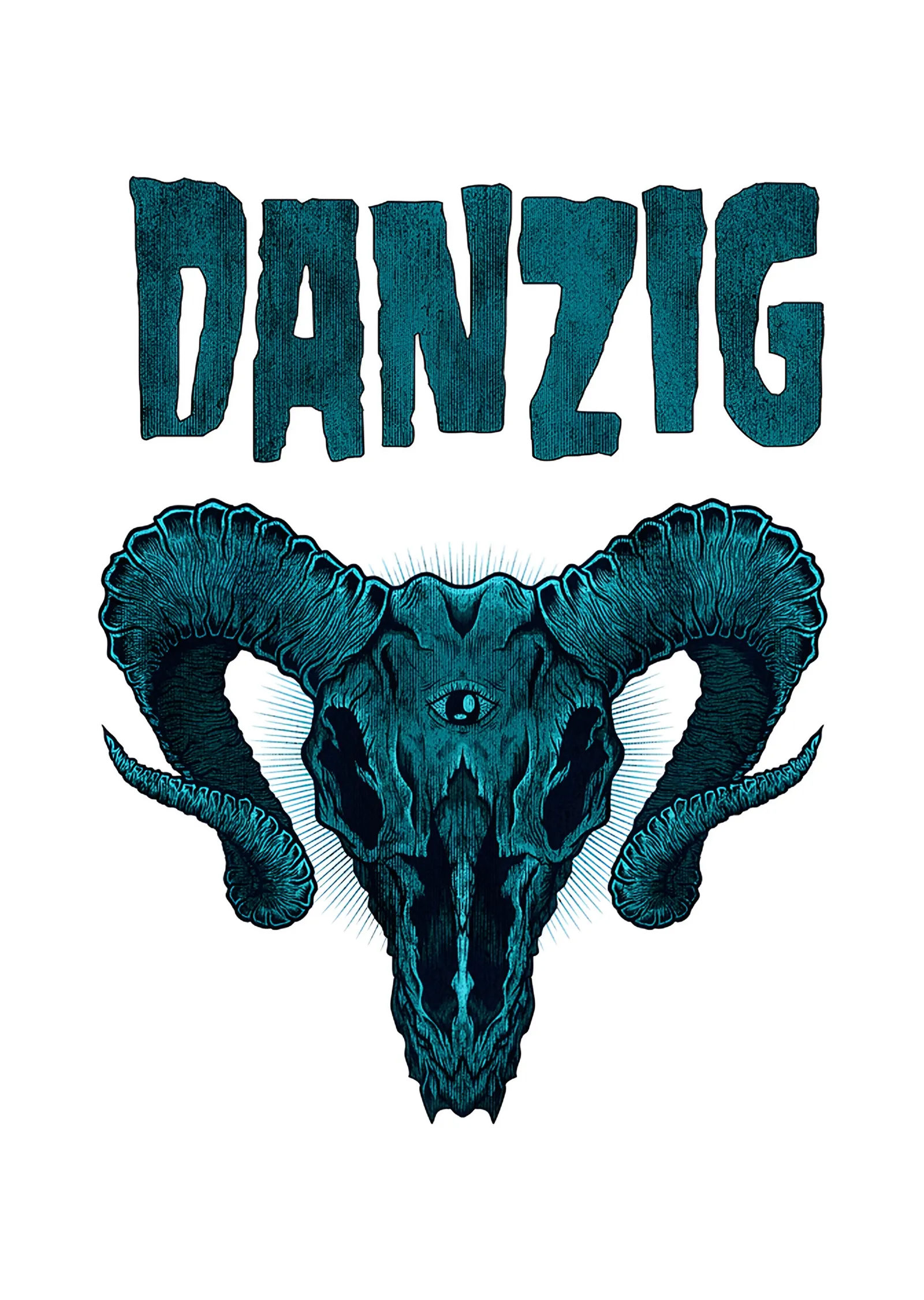 Danzig: Turkuaz Boynuzlu Kafatası metal tablo
