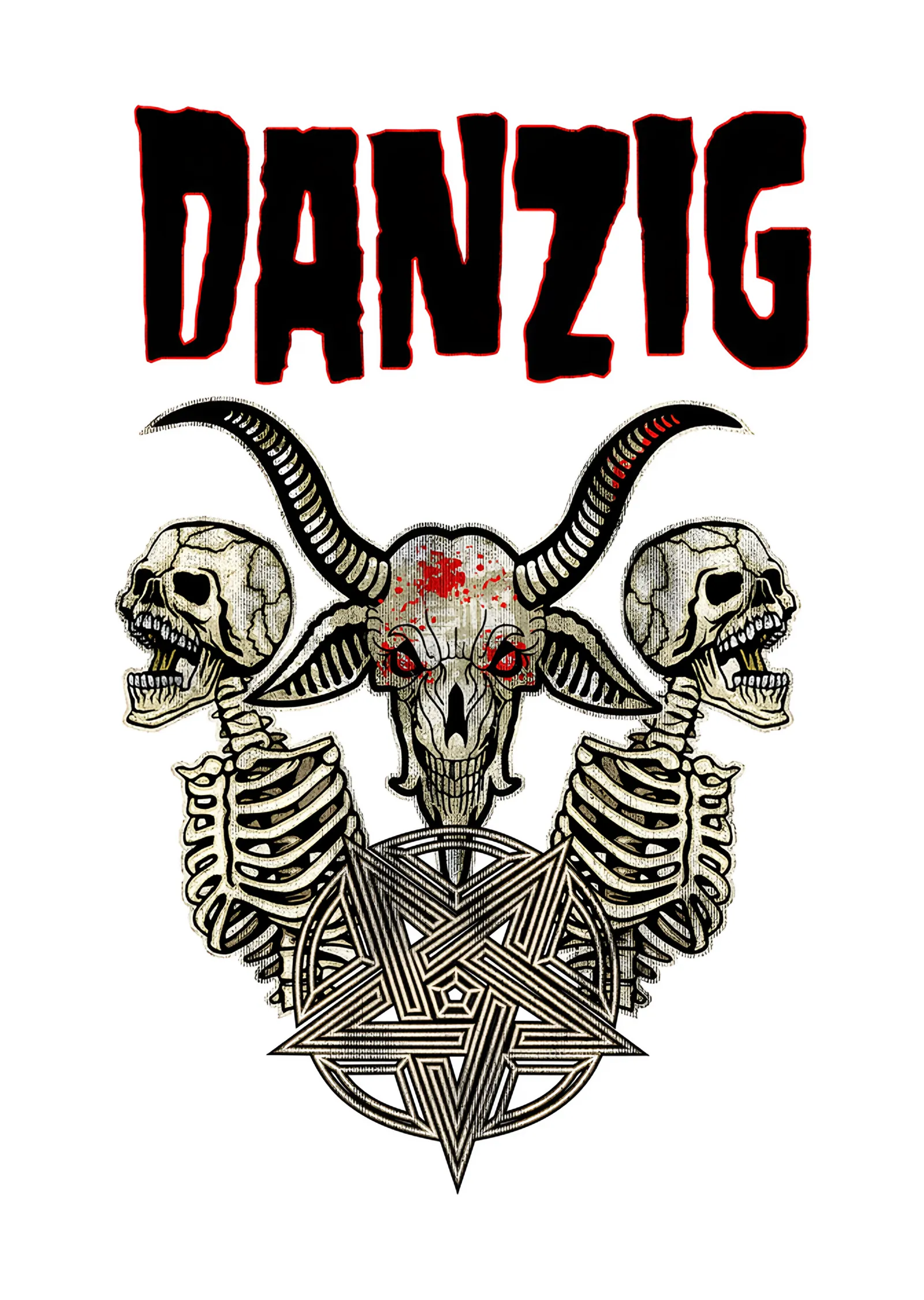 Danzig: Üç Kafataslı Pentagram Amblemi metal tablo
