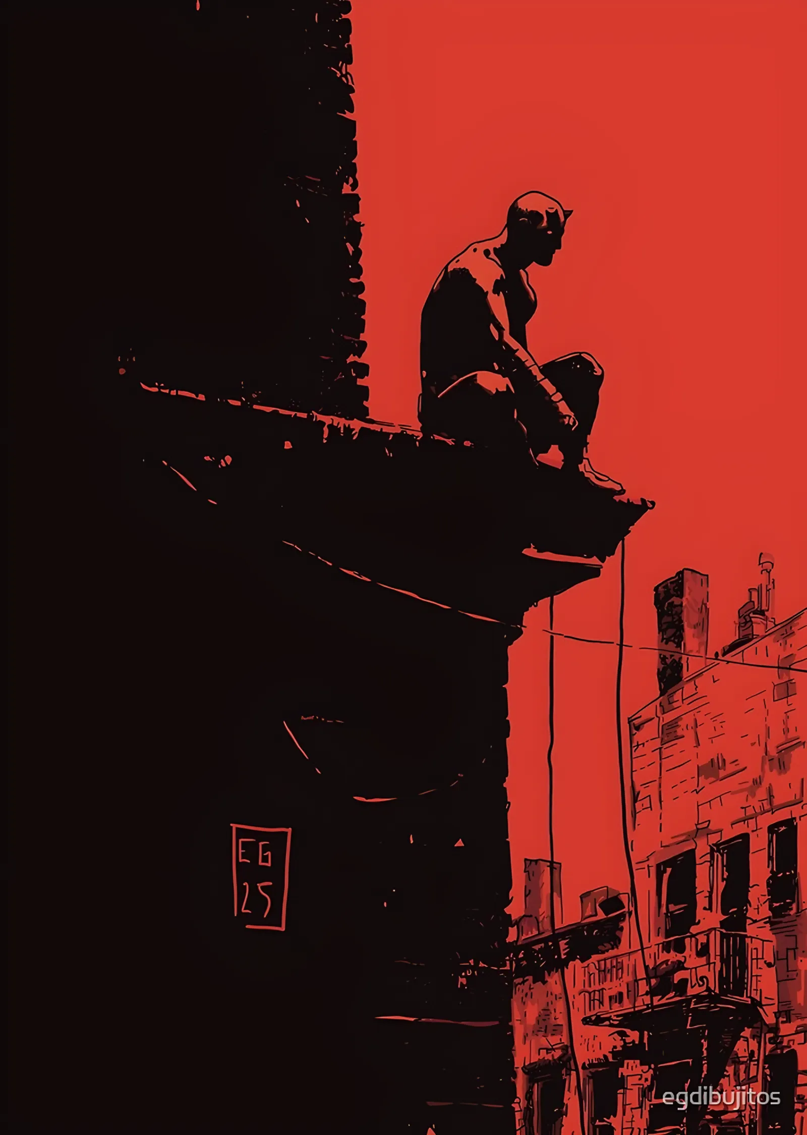 Daredevil - Kızıl Şehir Silüeti metal tablo