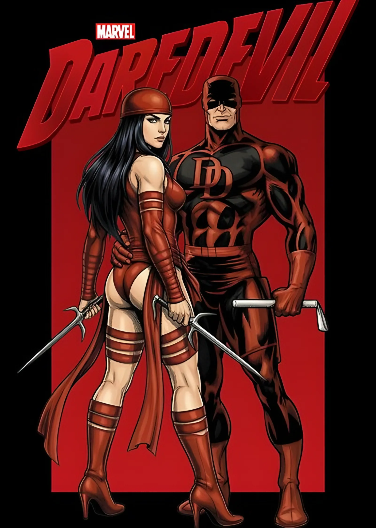 Daredevil ve Elektra metal tablo