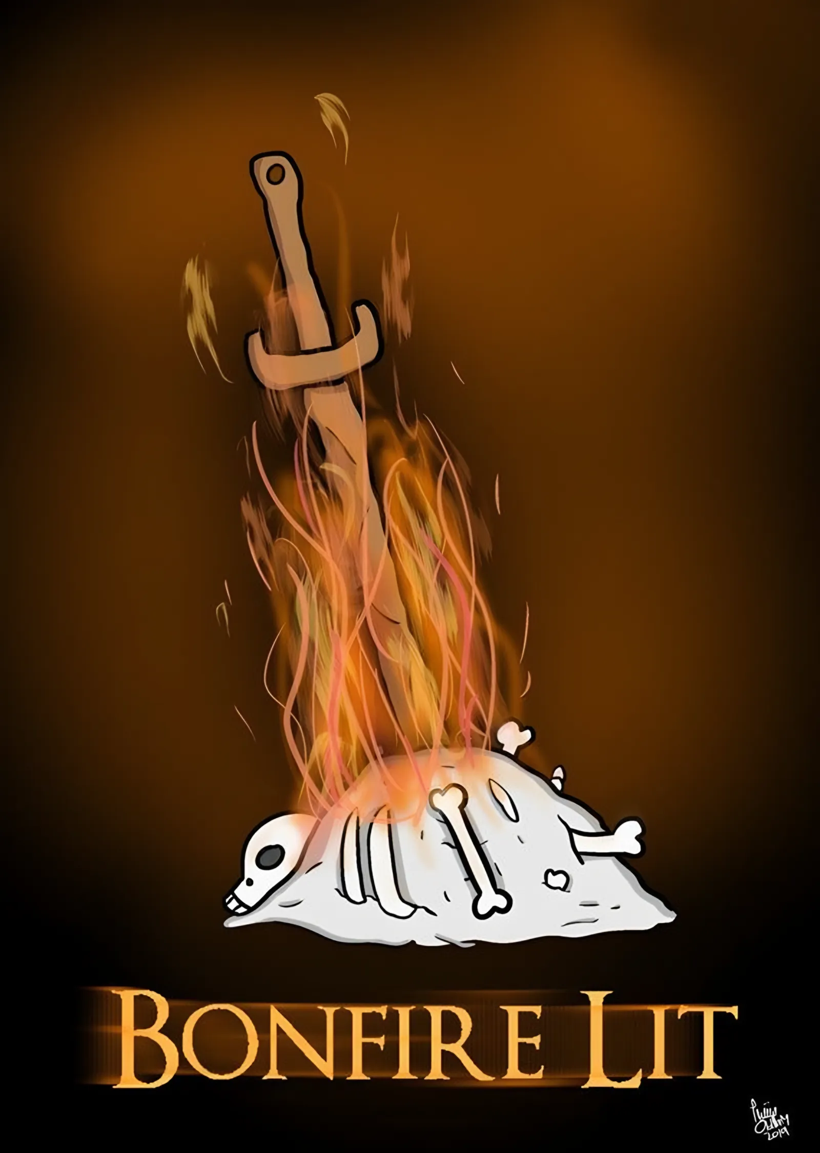 Dark Souls - Bonfire Lit metal tablo