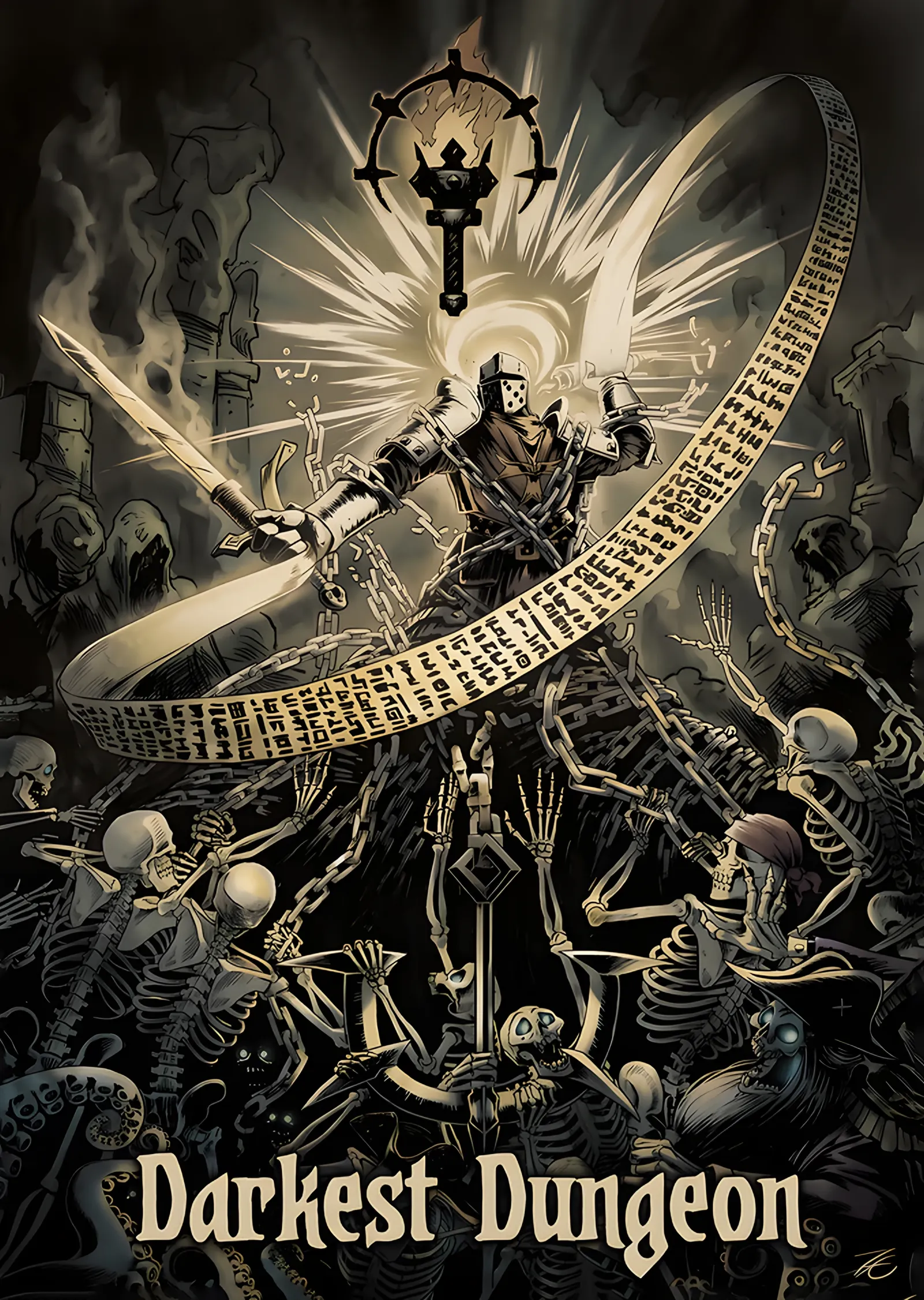 Darkest Dungeon: İskelet Yığınında Haçlı metal tablo