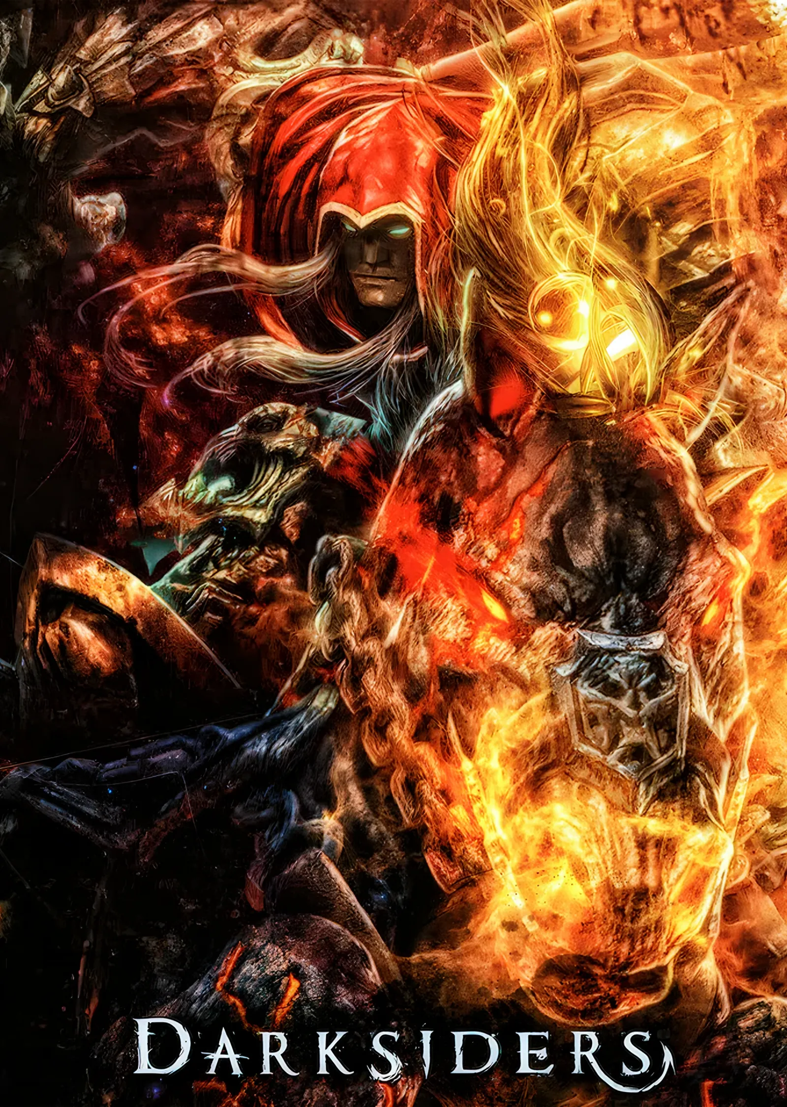 Darksiders: Alev Girdabında Atlı metal tablo