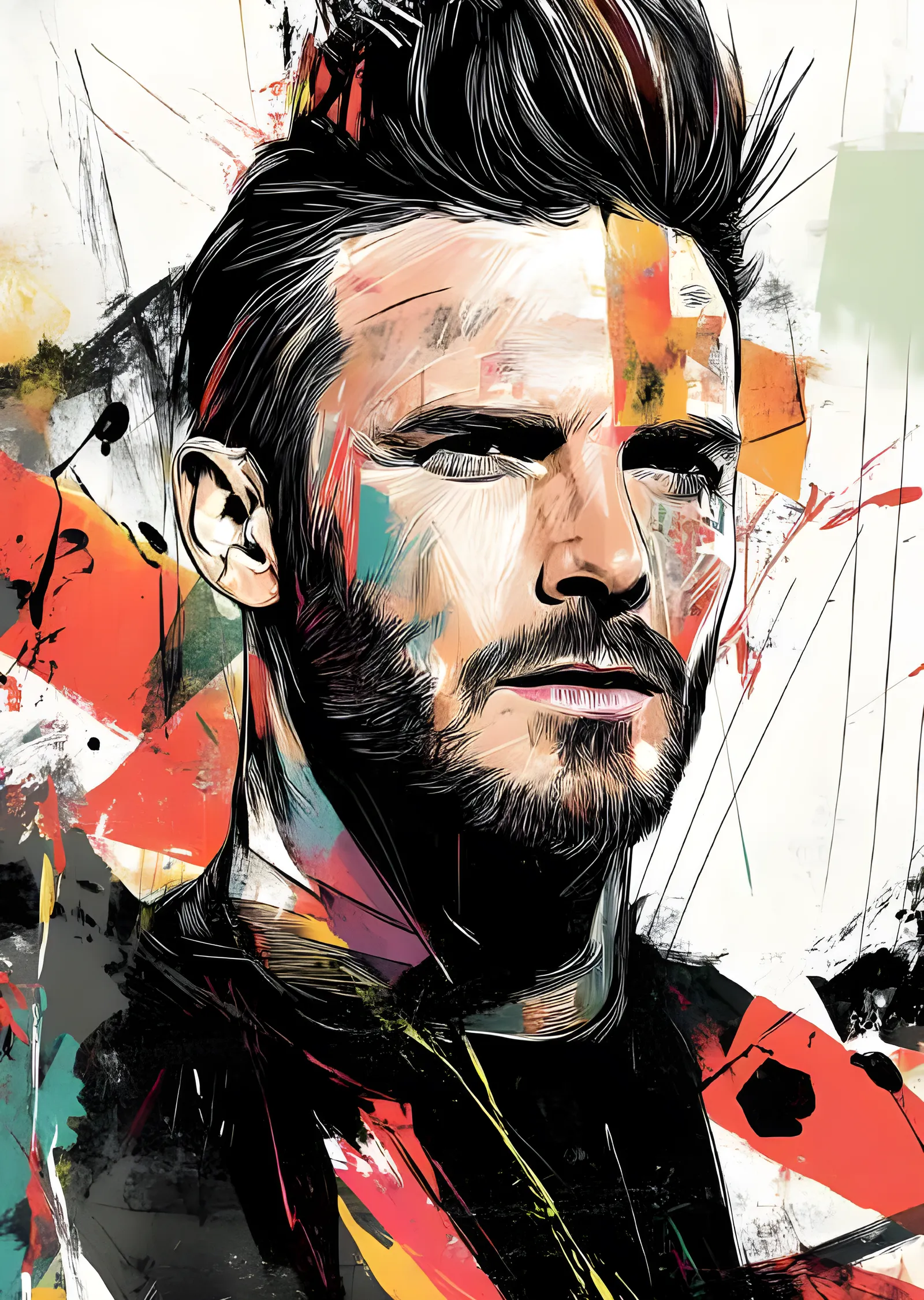 David Beckham - Çizgisel Pop Art Portre metal tablo