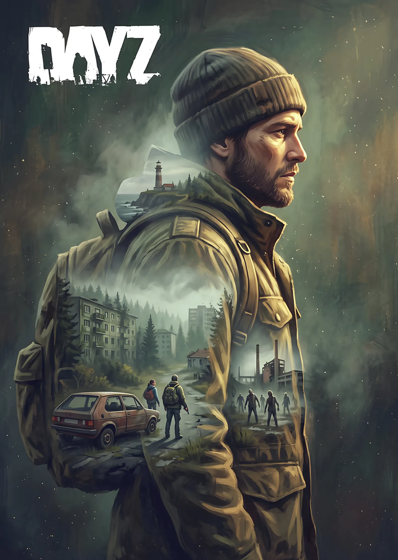 DayZ: Profilinde Yıkık Şehir Taşıyan Hayatta Kalan metal tablo