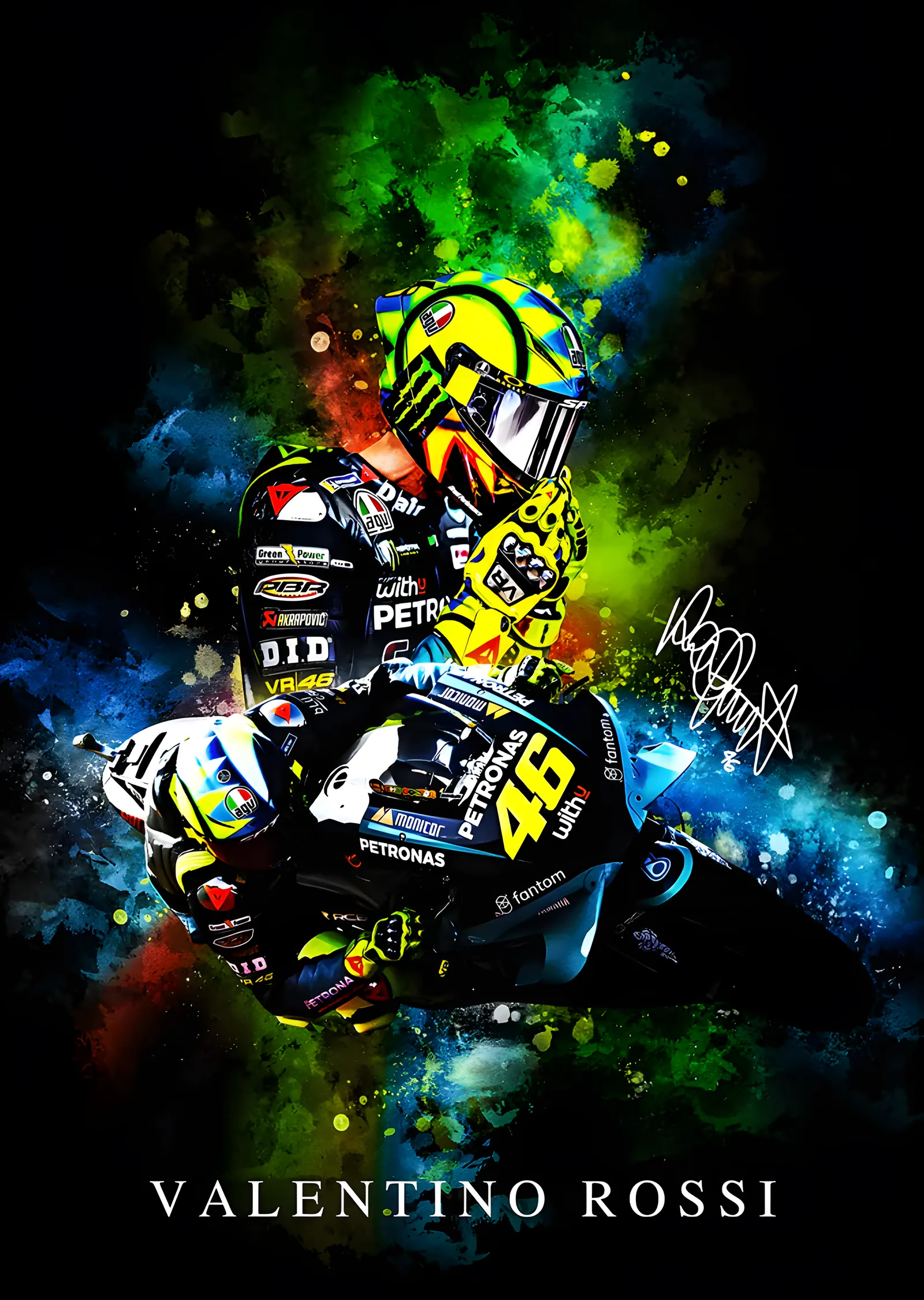 Valentino Rossi - 46 Renk Patlaması metal tablo