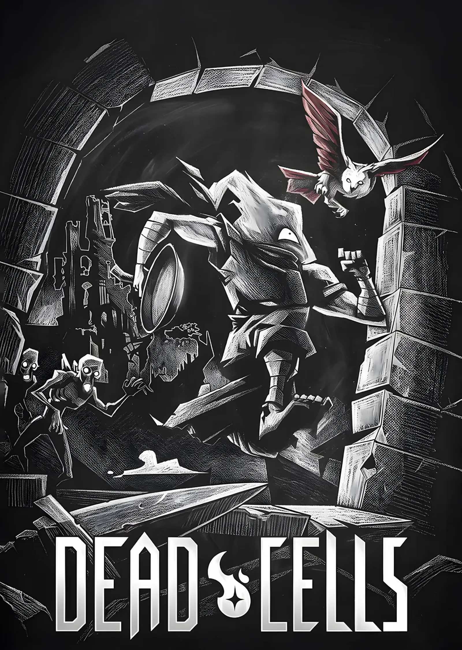 Dead Cells: Gri Kemerde Alevli Savaşçı metal tablo