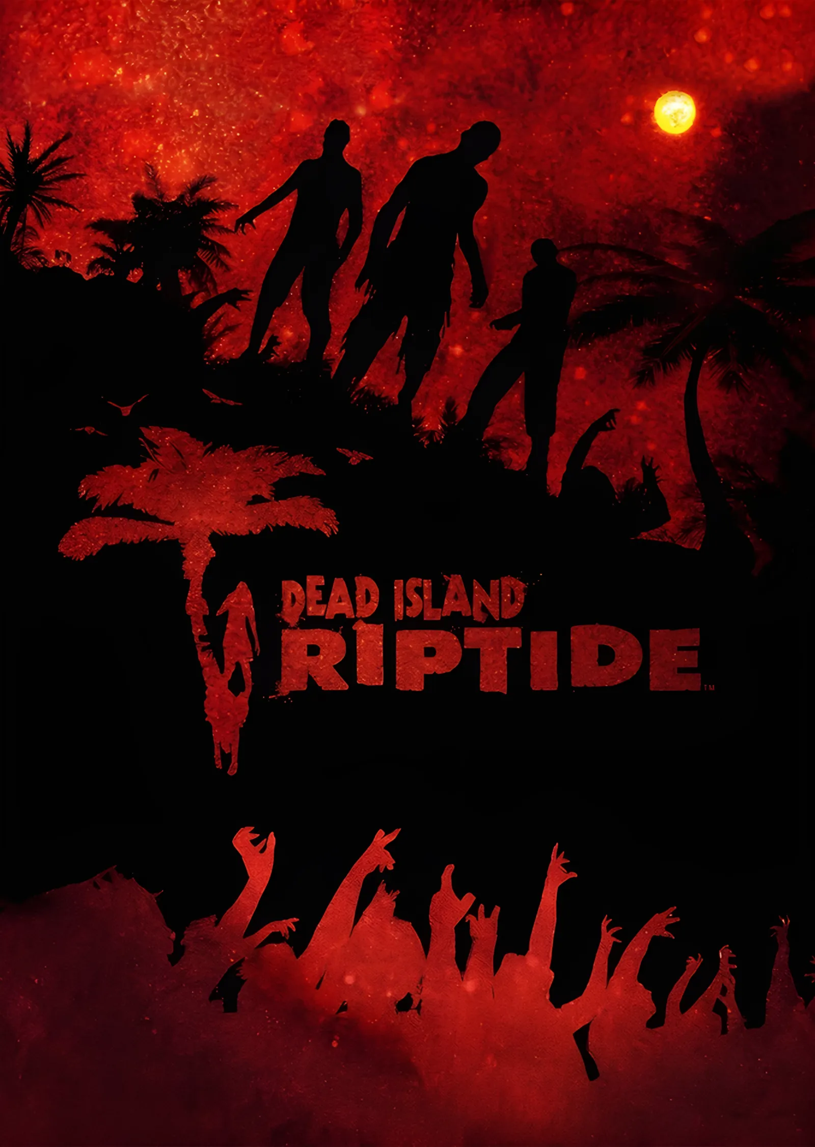 Dead Island Riptide: Kızıl Gökte Zombi Silüetleri metal tablo