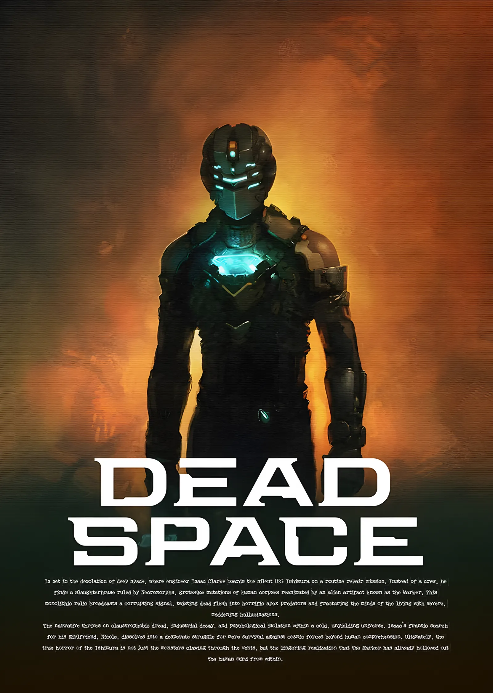 Dead Space: Turuncu Sisde Isaac Silüeti metal tablo