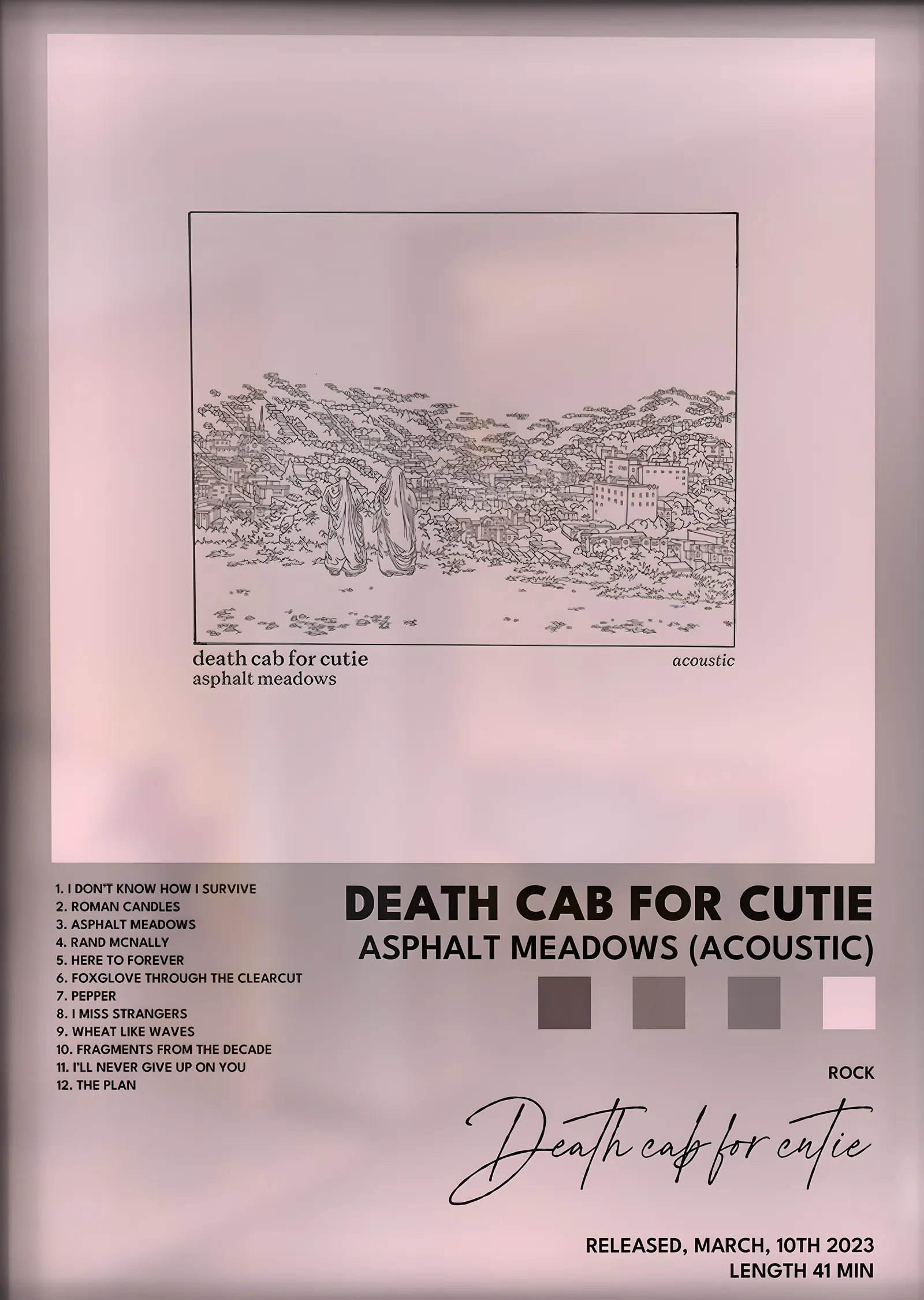 Death Cab for Cutie: Asphalt Meadows (Acoustic) metal tablo