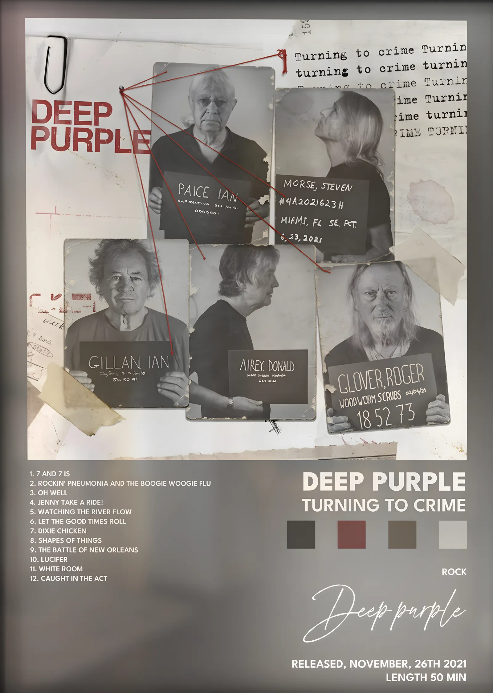 Deep Purple: Turning to Crime metal tablo