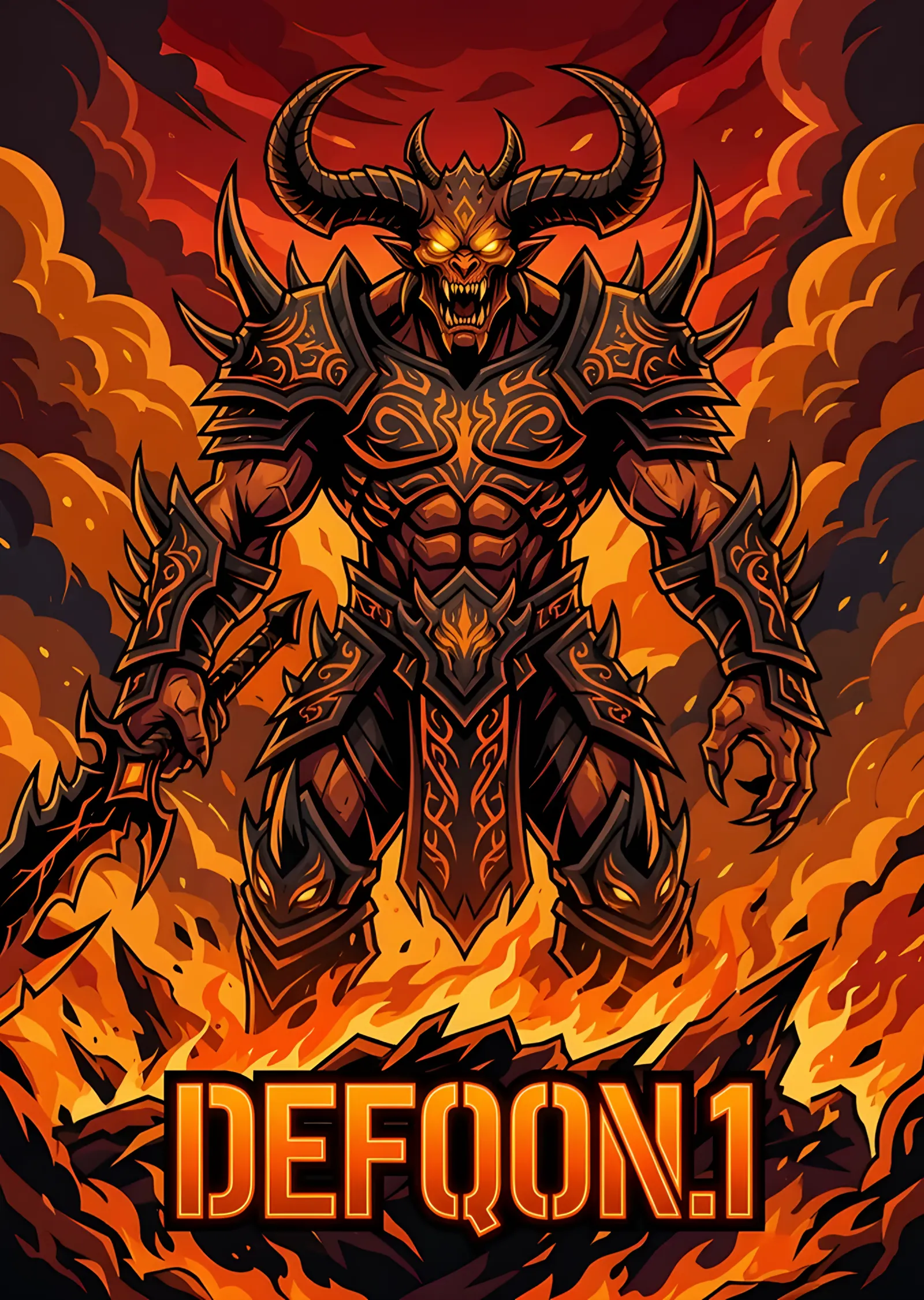 Defqon.1: Alevler İçinde Boynuzlu Savaşçı metal tablo