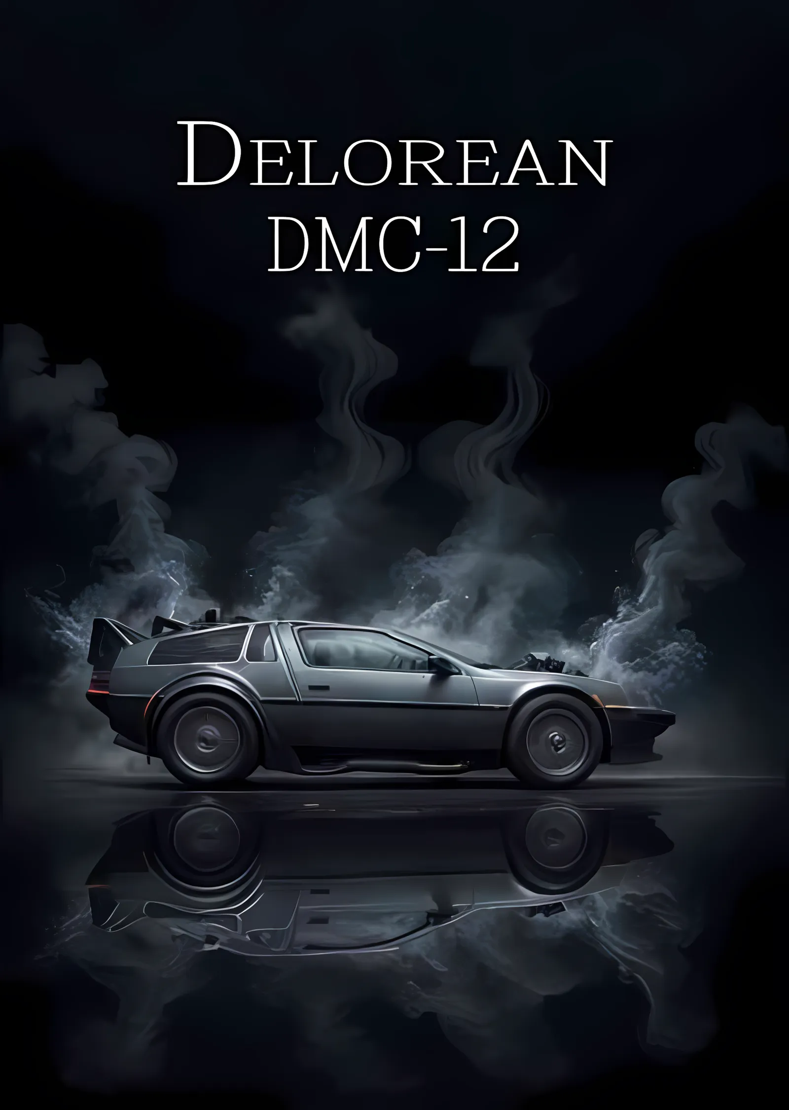 DeLorean DMC-12 - Dramatik Duman ve Yansıma metal tablo