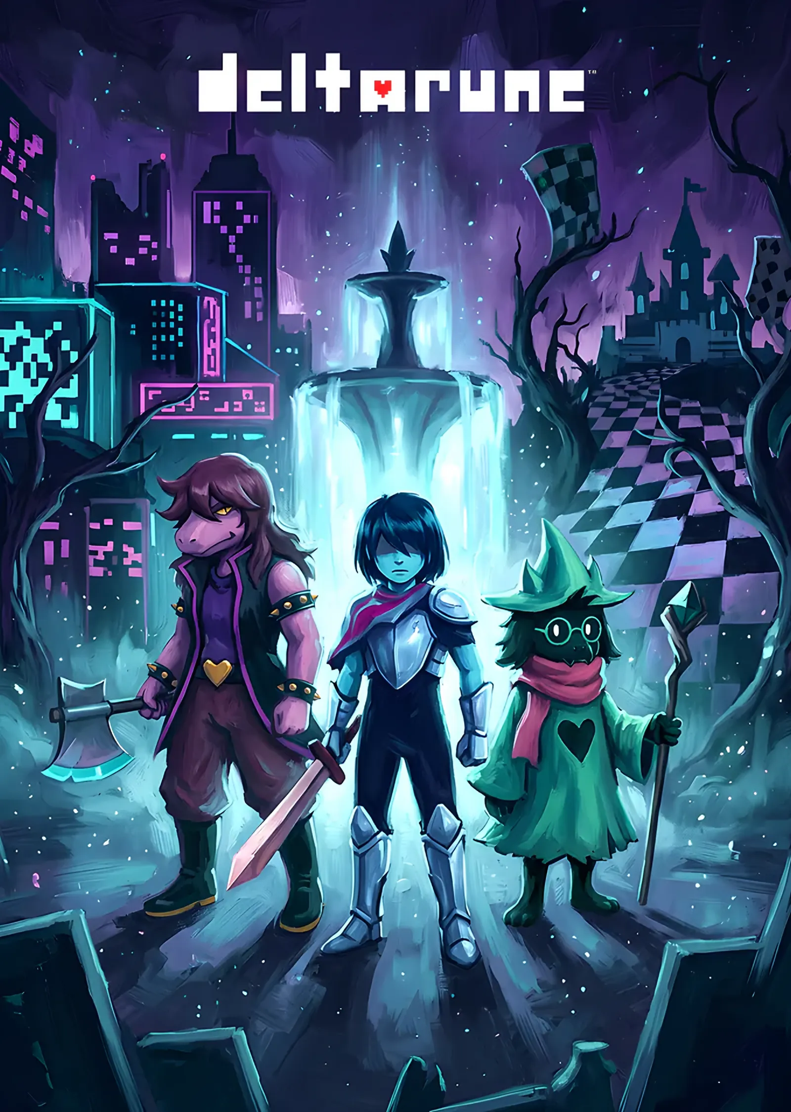 Deltarune: Karanlık Şehirde Üçlü Kadro metal tablo