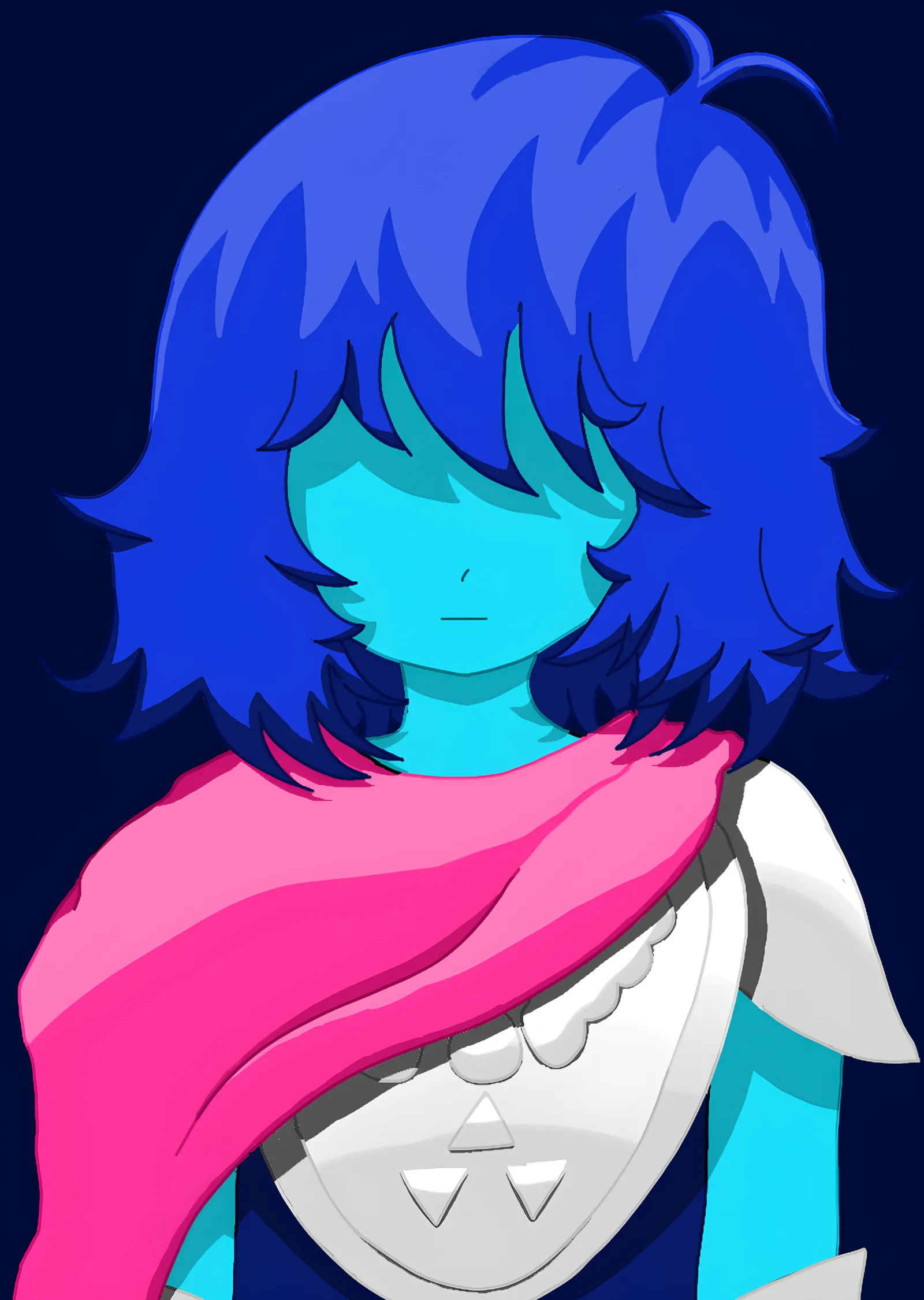 Deltarune: Mavi Saçlı Kris Çizimi metal tablo