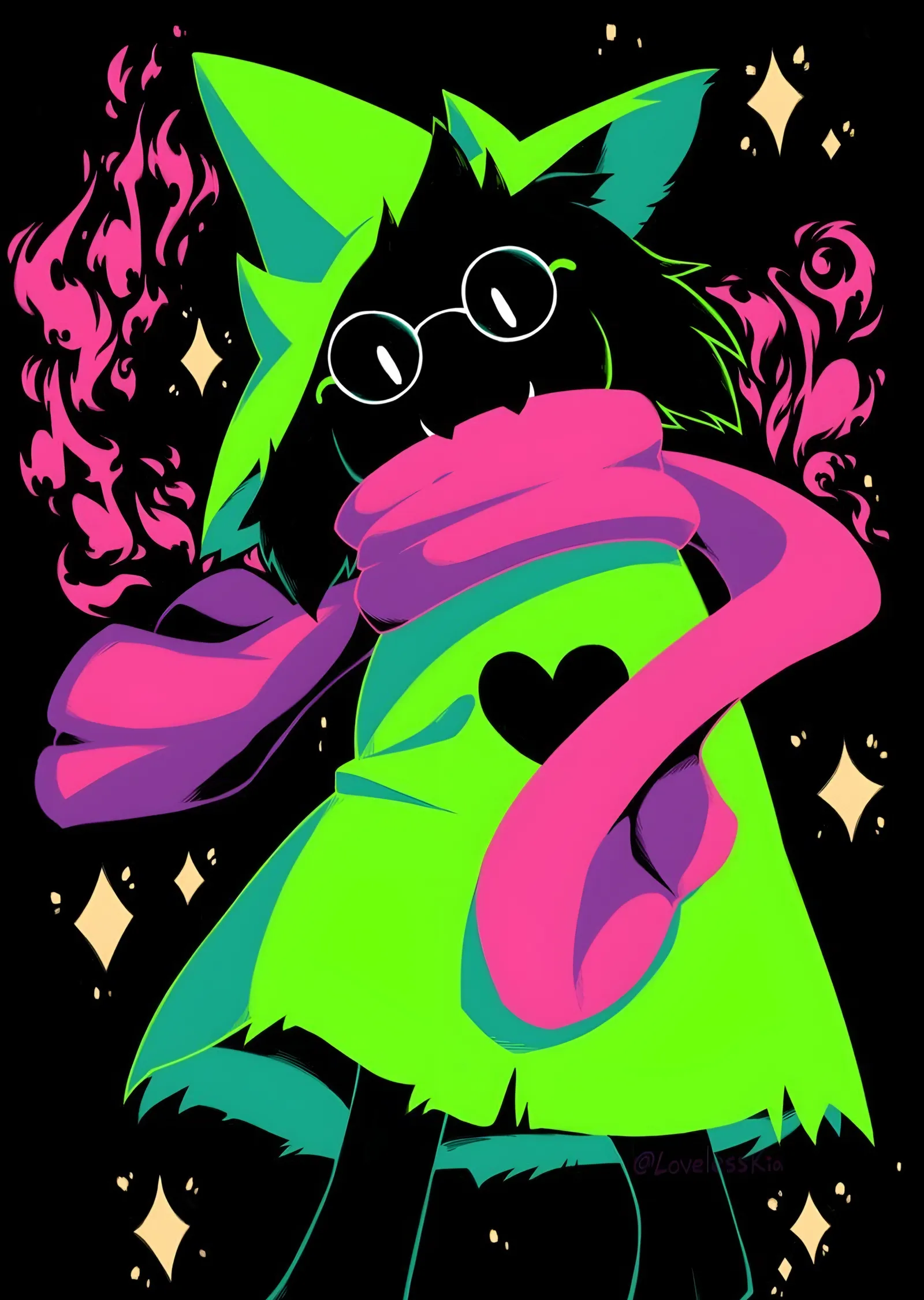 Deltarune: Neon Ralsei metal tablo