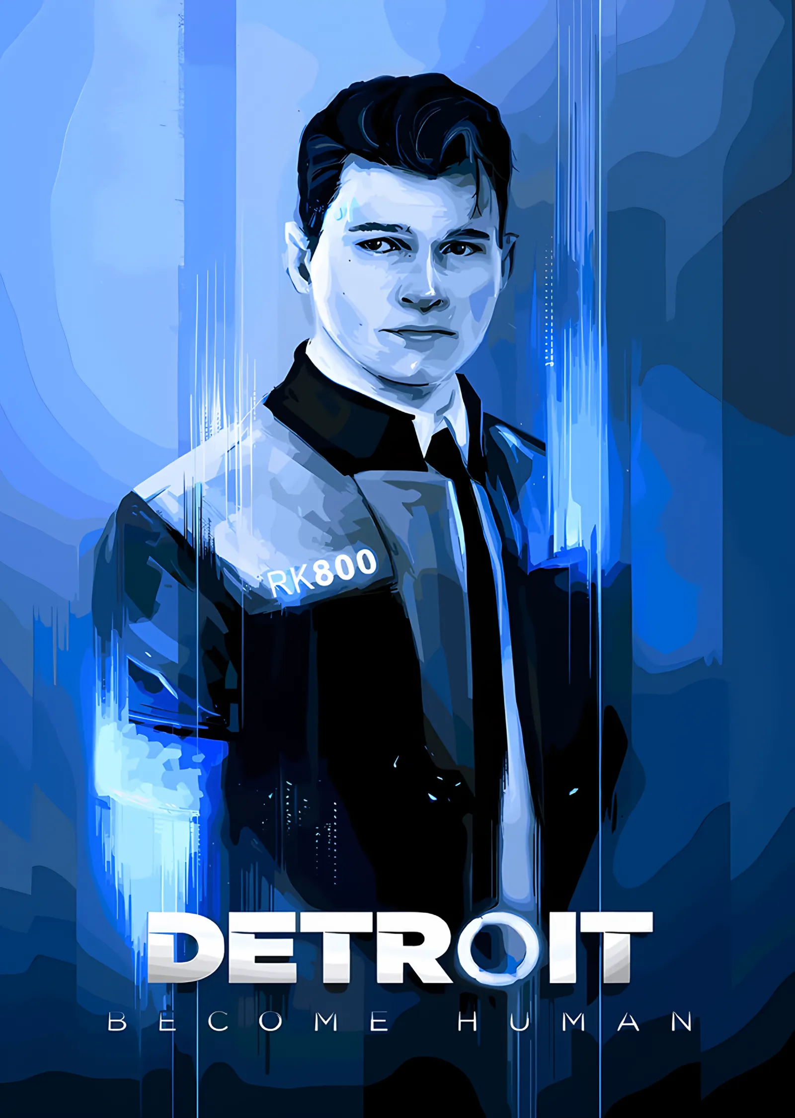 Detroit Become Human: Mavi Işıkta Connor metal tablo
