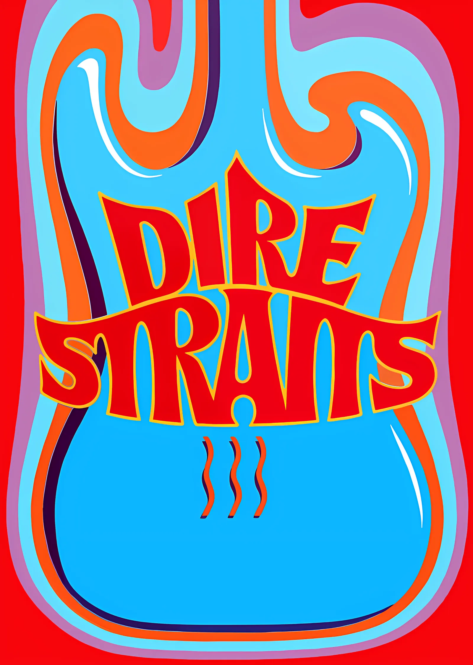 Dire Straits: Psikedelik Gitar Afişi metal tablo