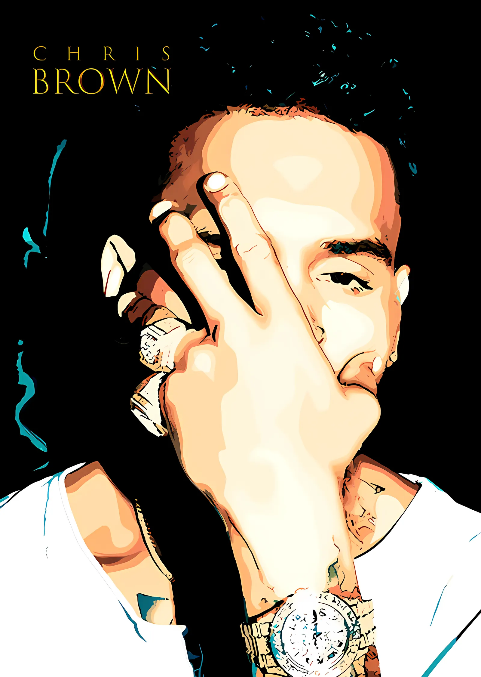Chris Brown - Pop Art Portre metal tablo