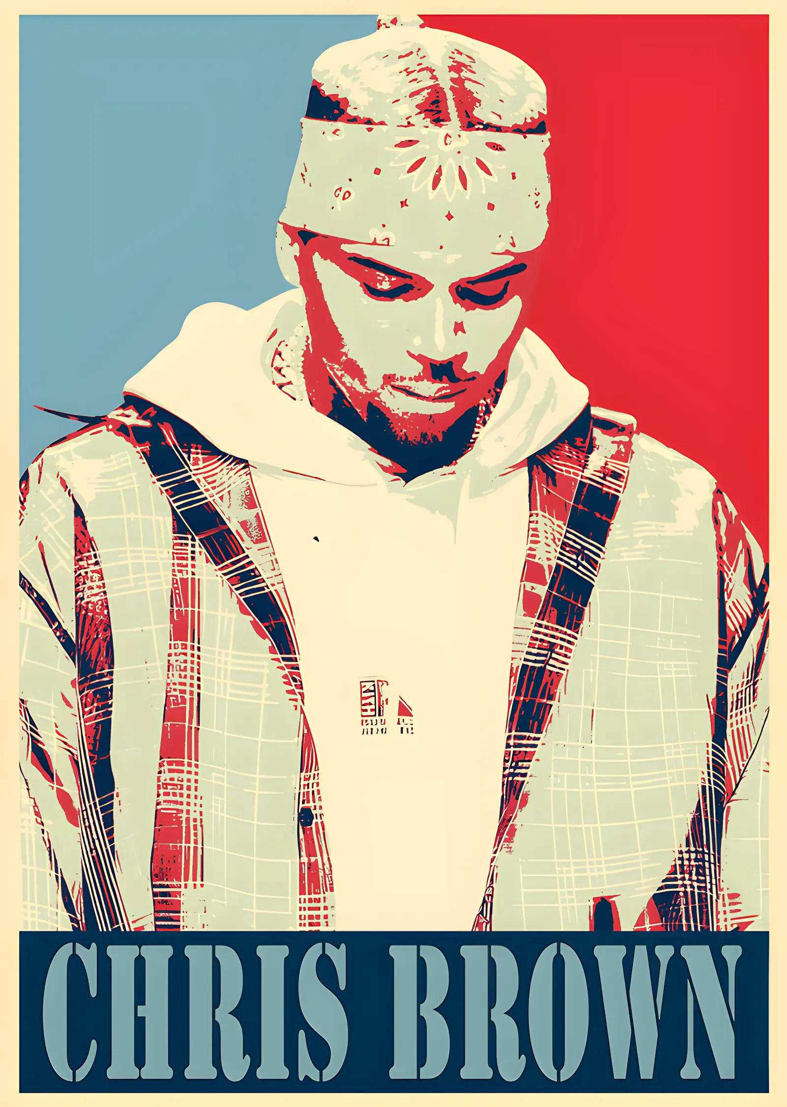Chris Brown - Stencil Poster Portre metal tablo