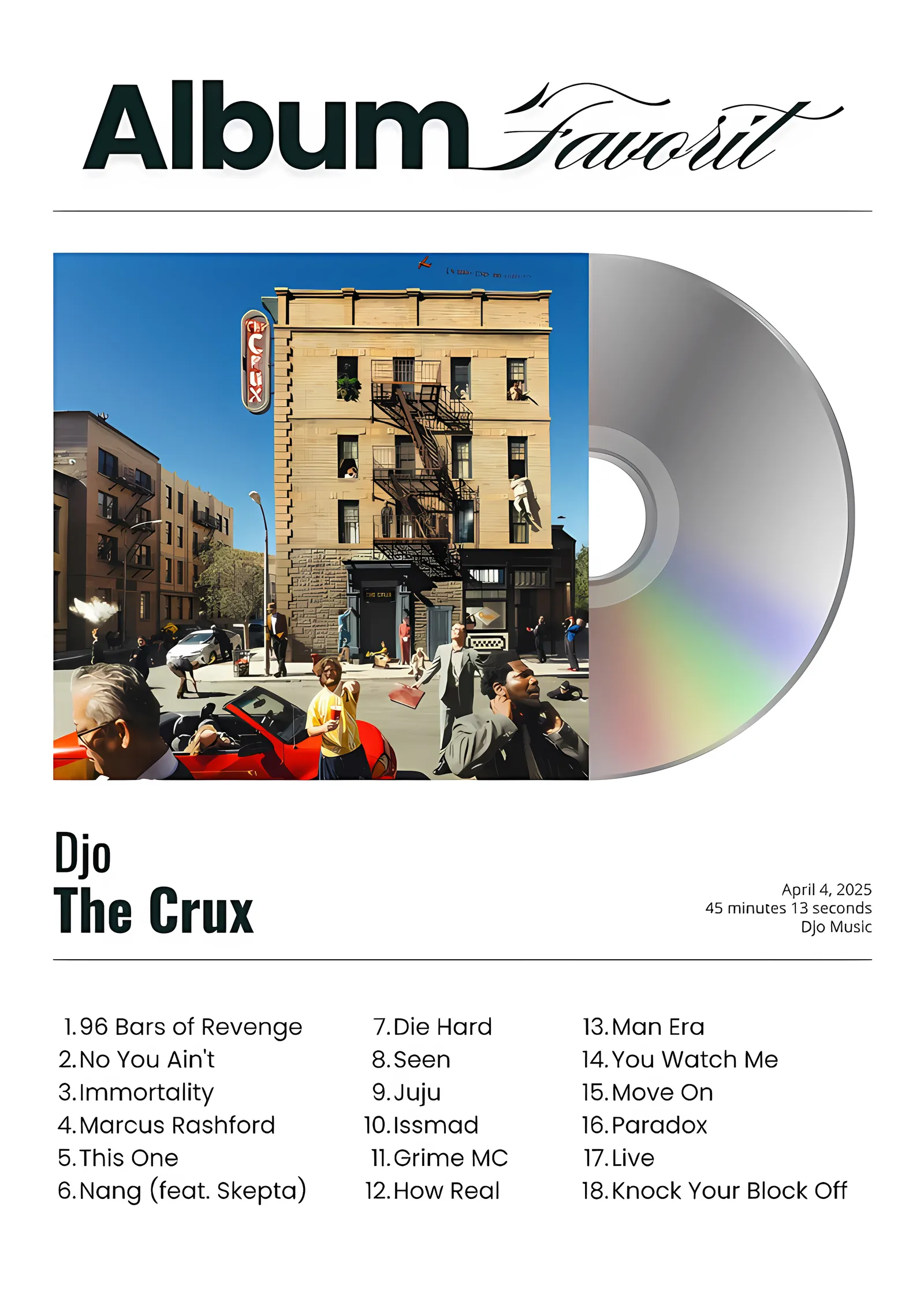Djo: The Crux Albüm Künyesi metal tablo