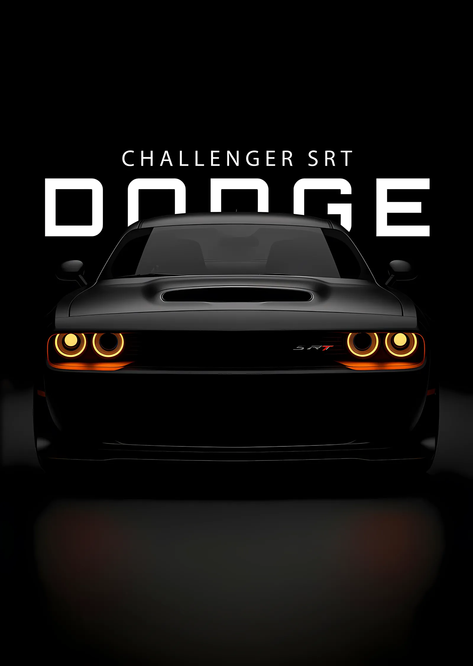 Dodge Challenger SRT Karanlıkta metal tablo