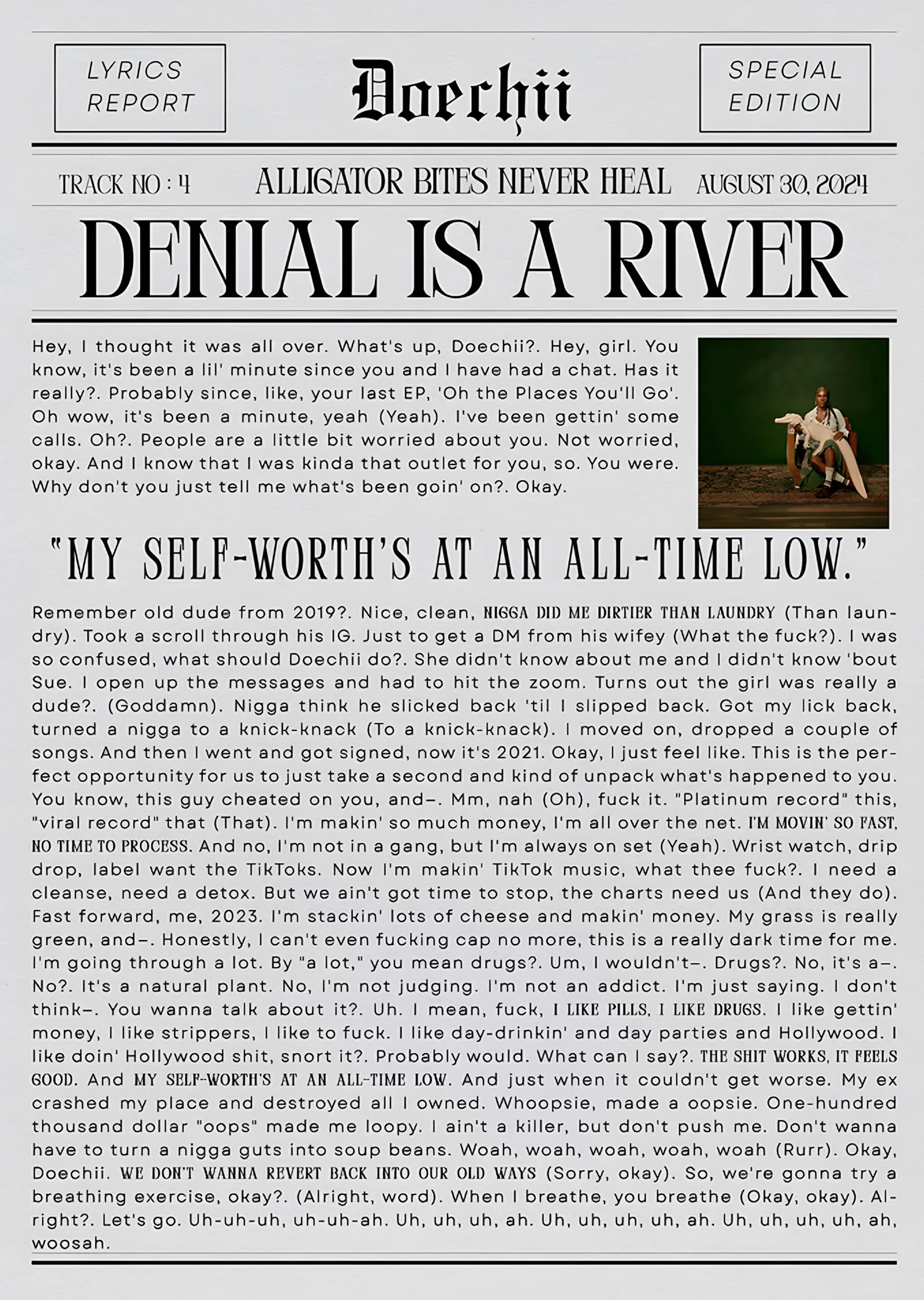 Doechii - Denial Is A River metal tablo