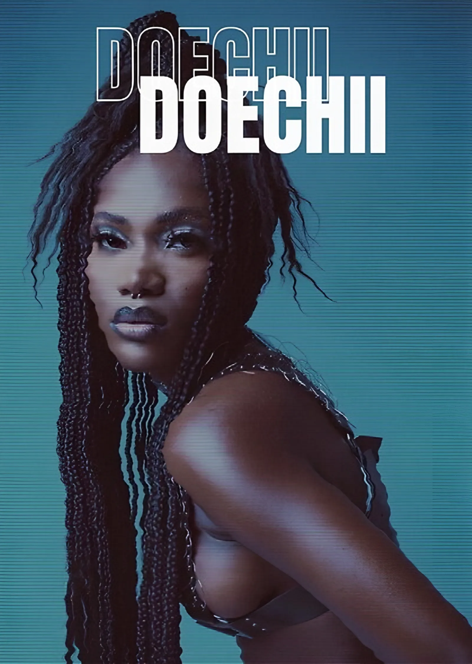 Doechii - Mavi Tonlu Portre metal tablo